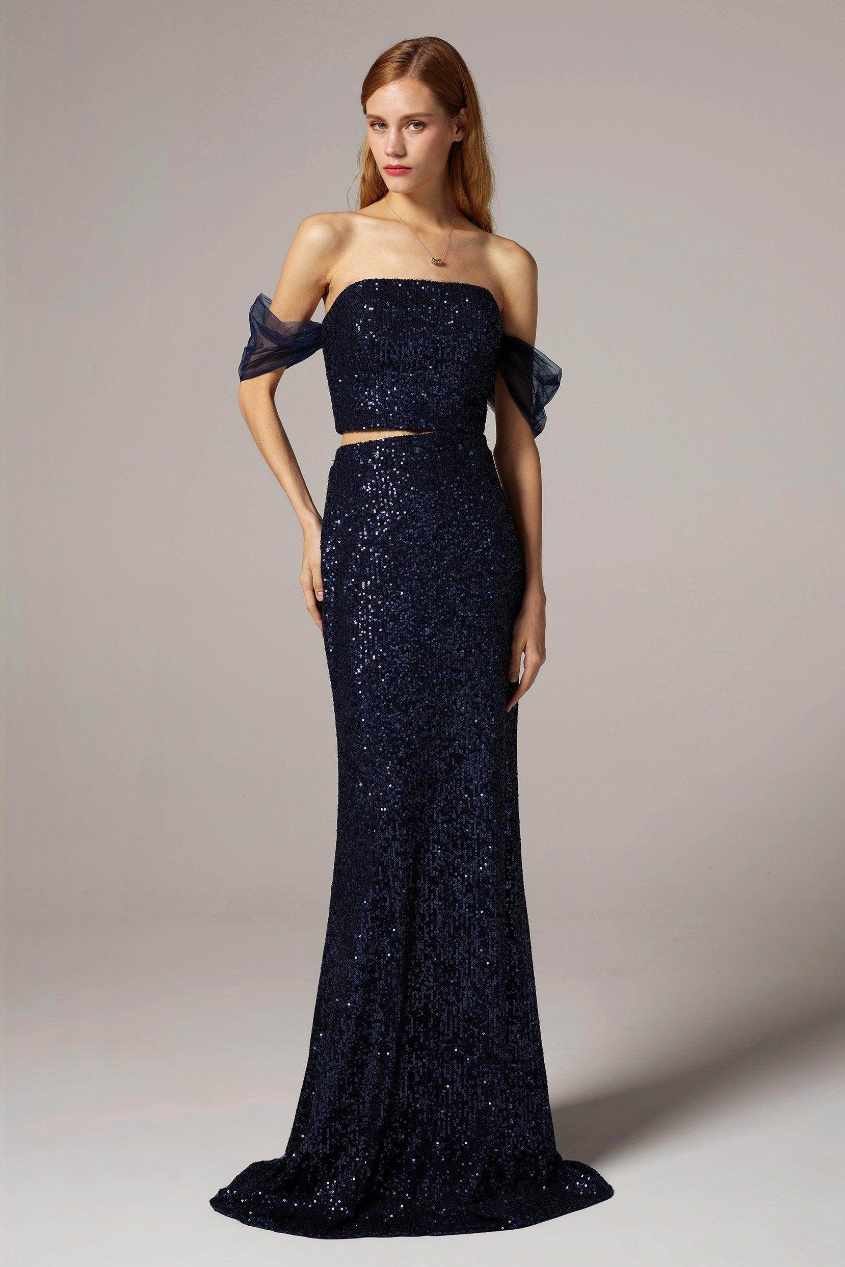 Trumpet-Mermaid Floor Length Sequined Dress CS0299 - COCOMELODY
