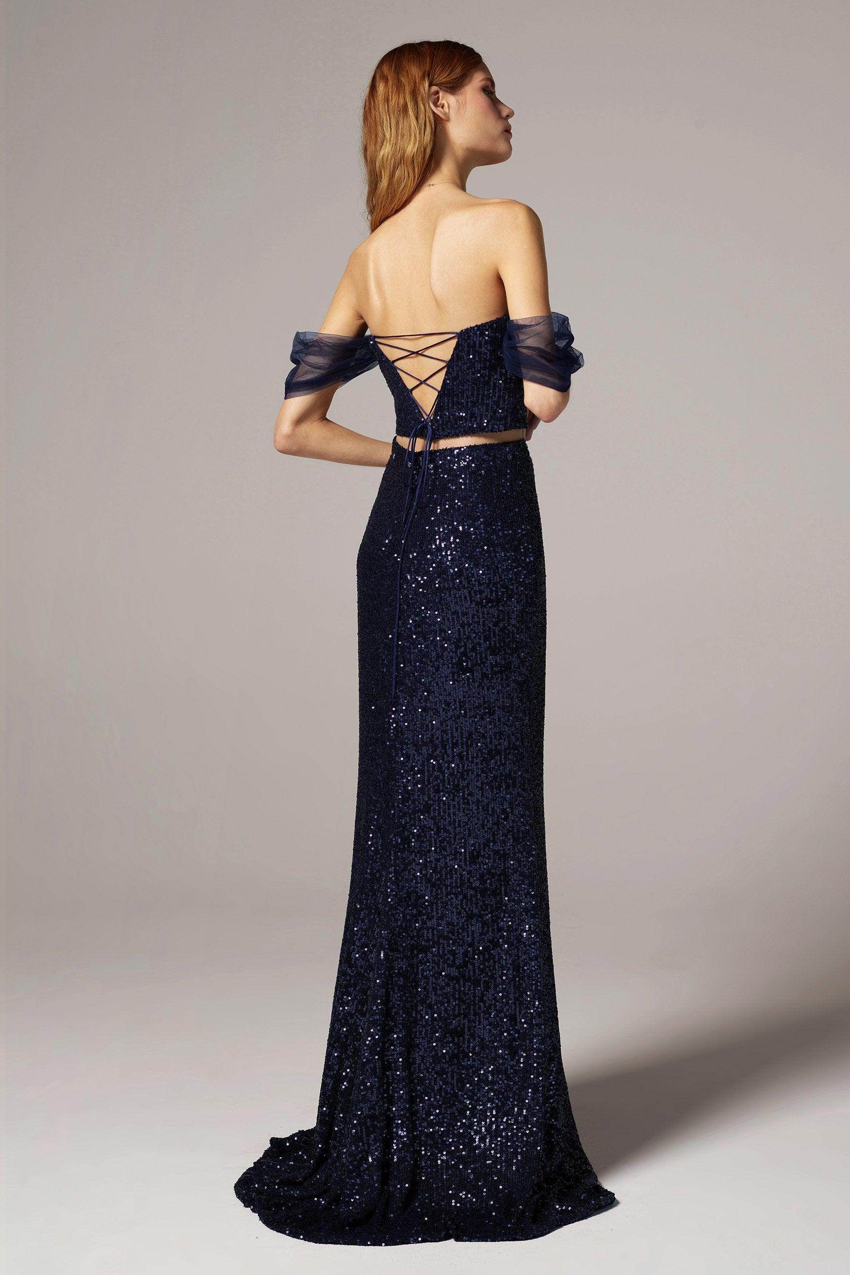 Trumpet-Mermaid Floor Length Sequined Dress CS0299 - COCOMELODY