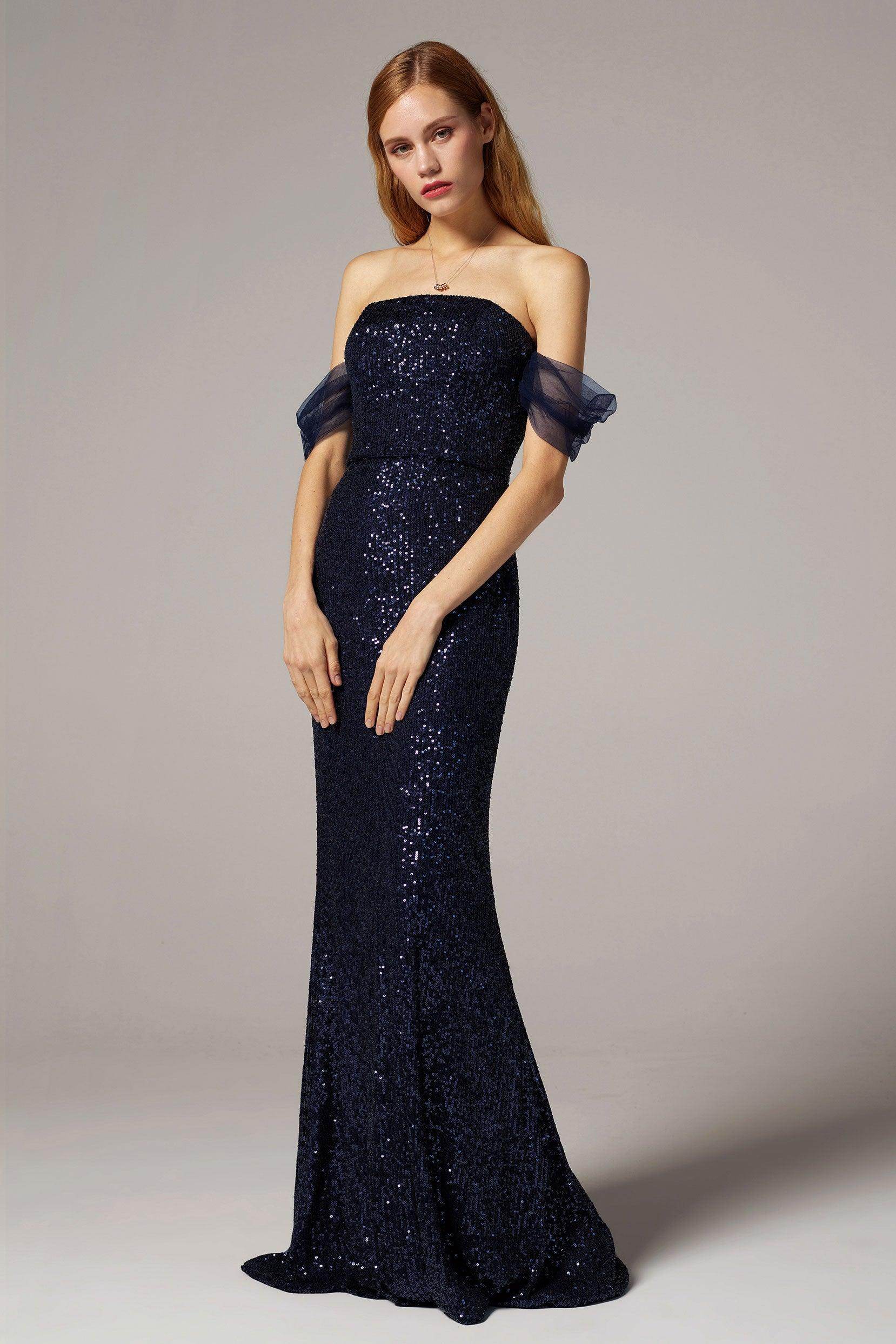 Trumpet-Mermaid Floor Length Sequined Dress CS0299 - COCOMELODY