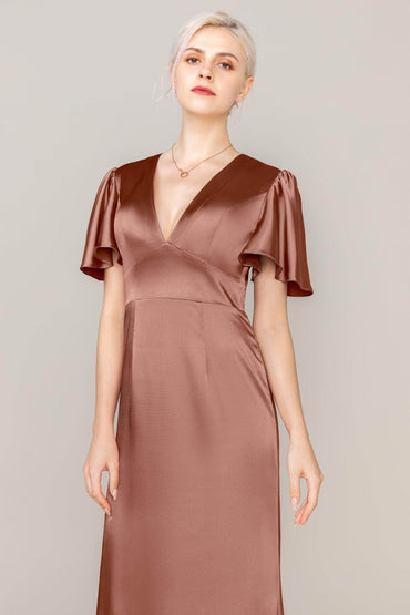 Sheath Sweep Train Luxe Satin Dress CS0312 - COCOMELODY
