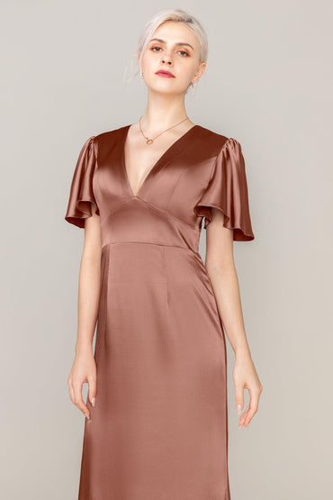 Sheath Sweep Train Luxe Satin Dress CS0312
