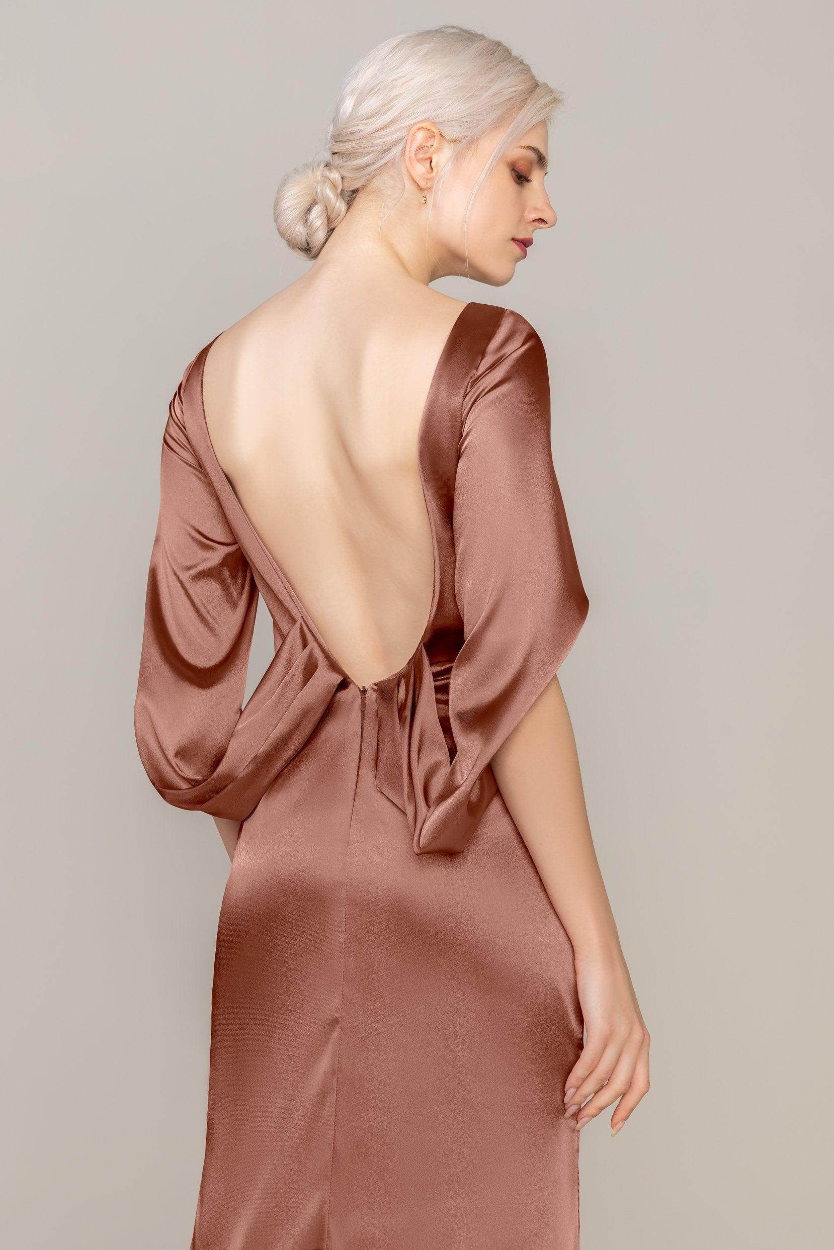 Sheath Sweep Train Luxe Satin Dress CS0314 - COCOMELODY