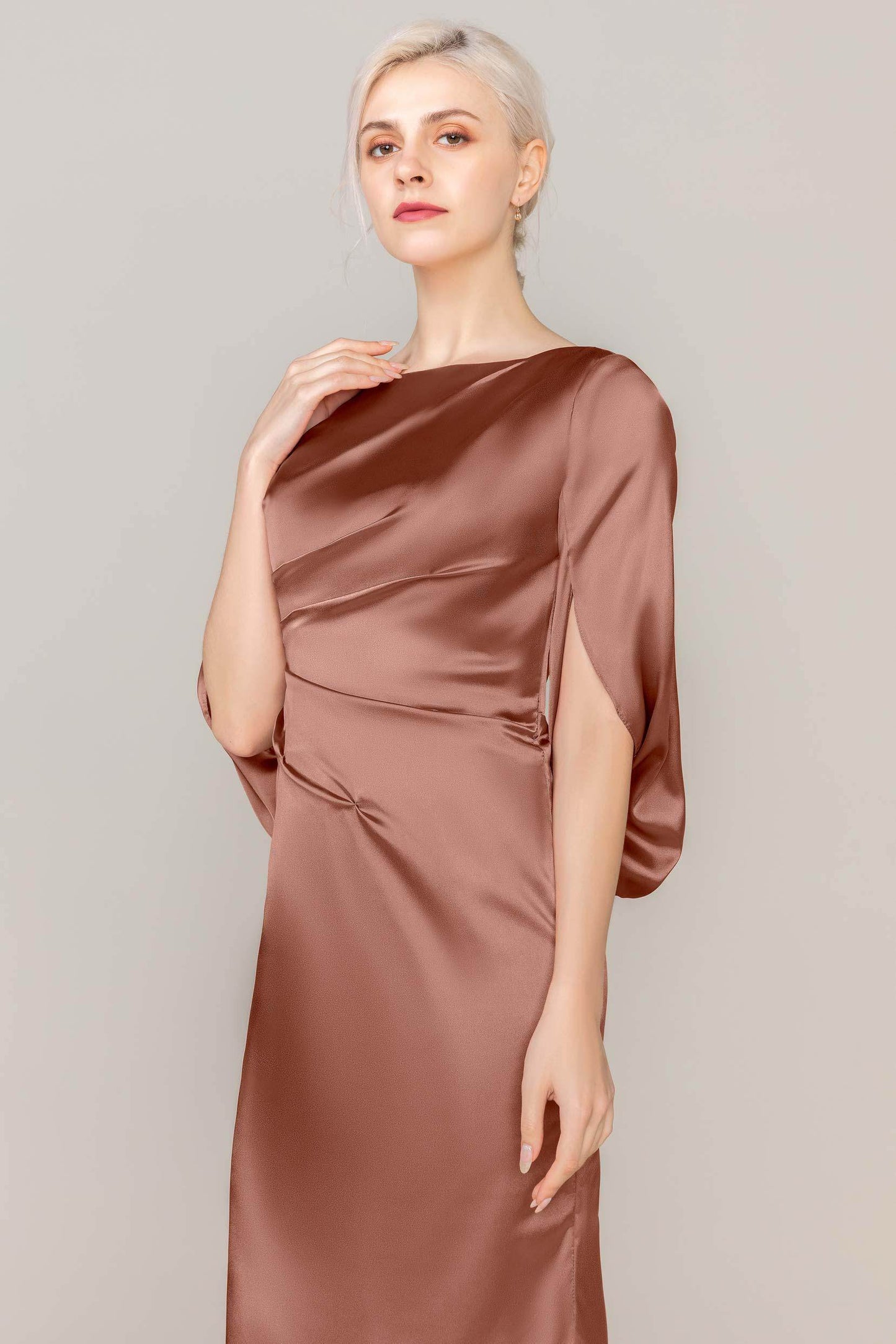 Sheath Sweep Train Luxe Satin Dress CS0314 - COCOMELODY