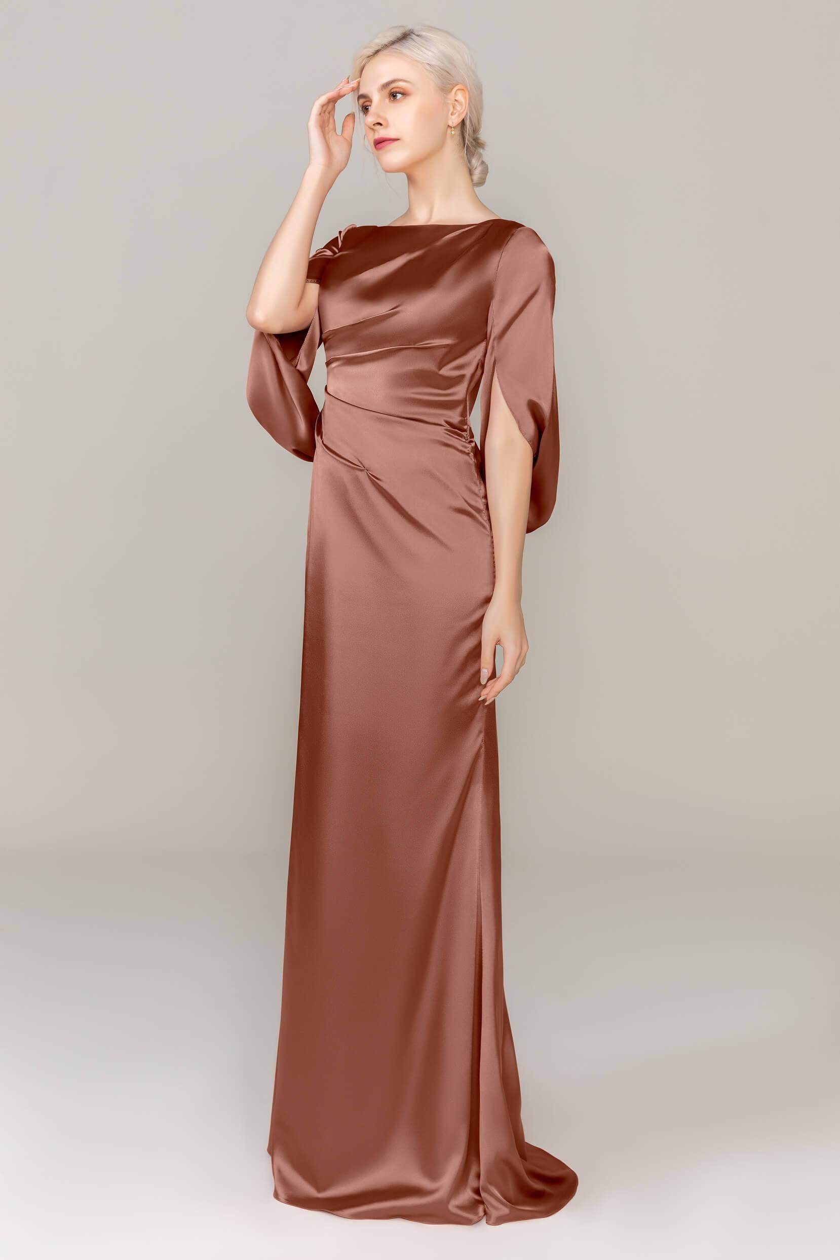 Sheath Sweep Train Luxe Satin Dress CS0314 - COCOMELODY