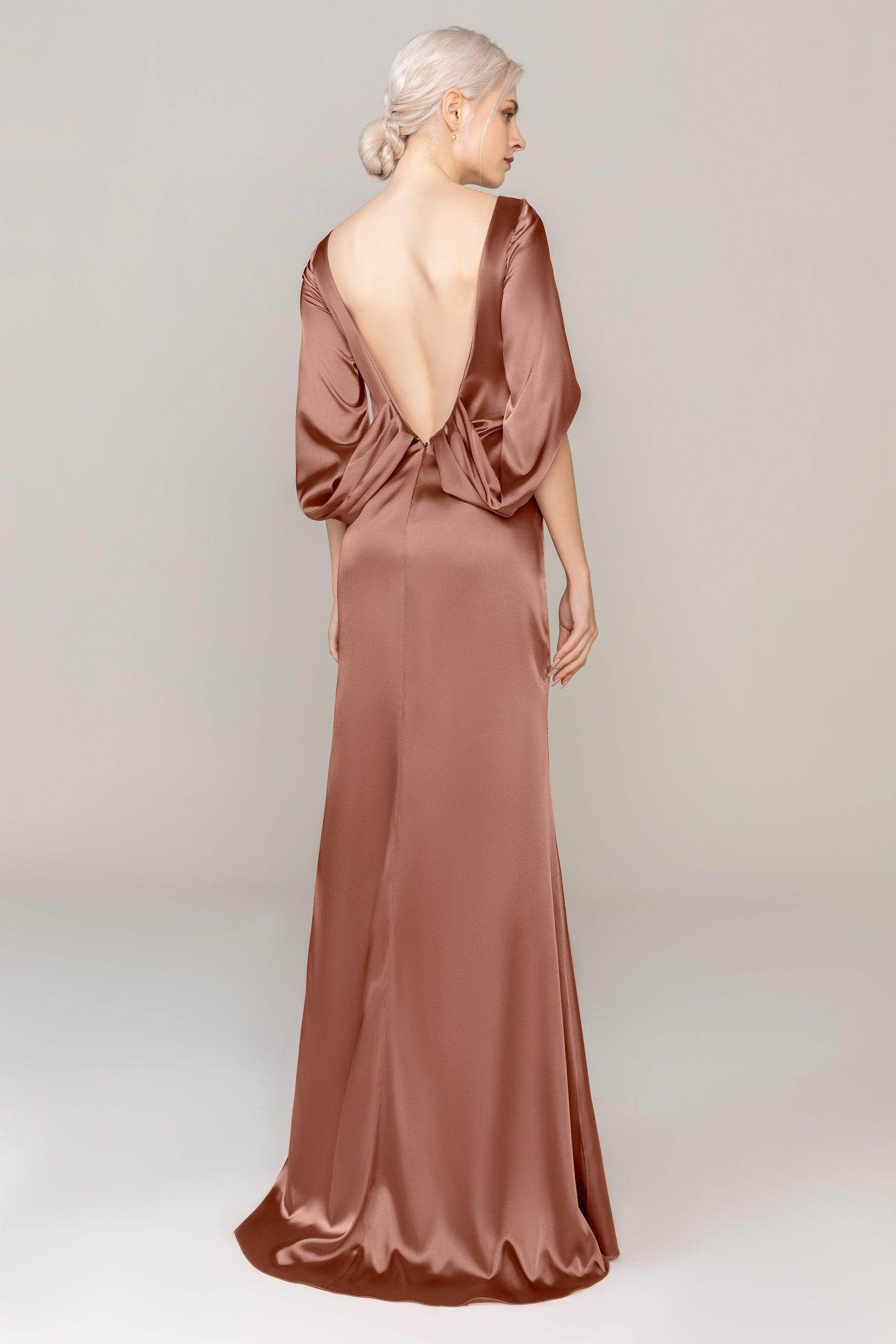 Sheath Sweep Train Luxe Satin Dress CS0314 - COCOMELODY