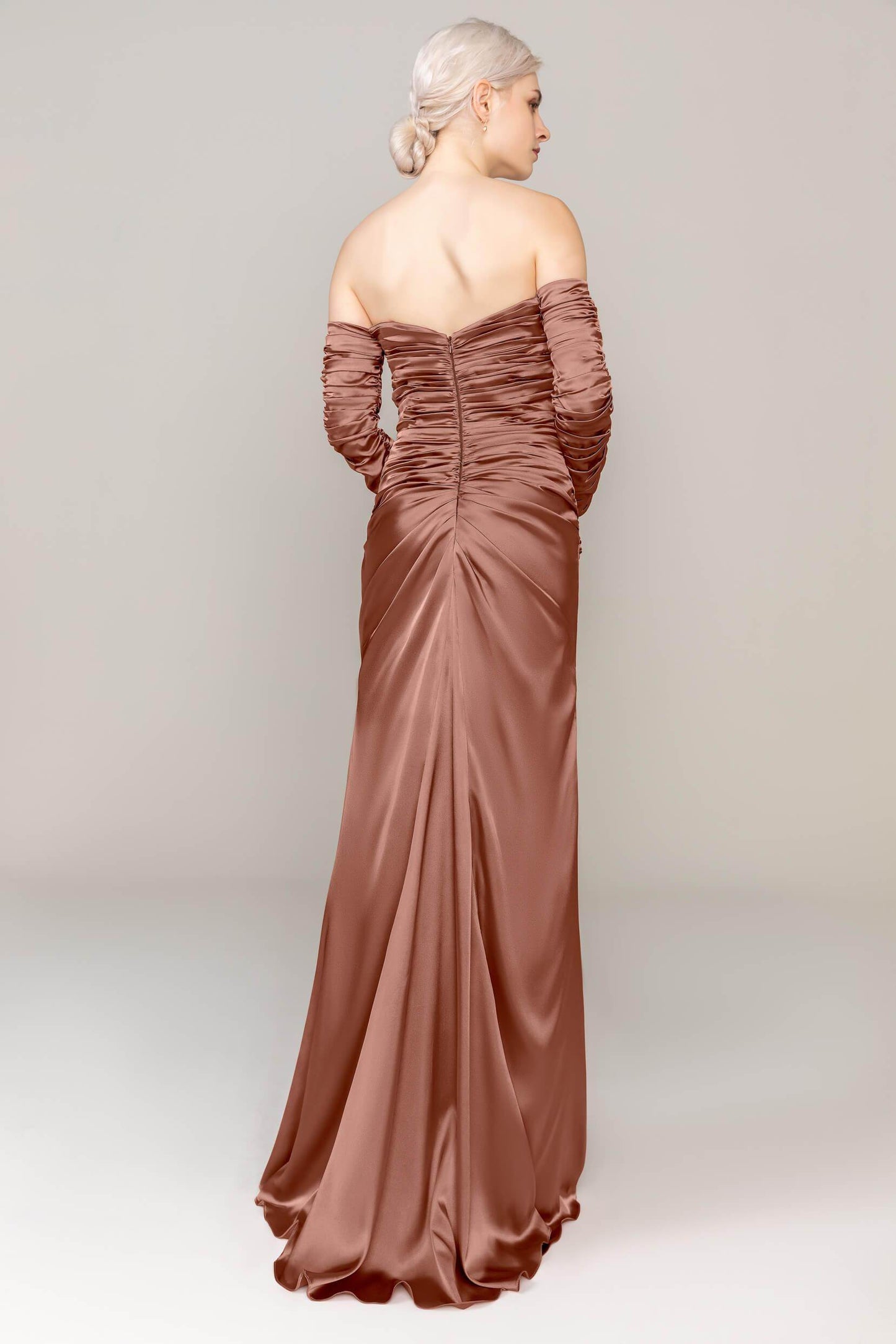 Sheath Sweep Train Luxe Satin Dress CS0316 - COCOMELODY