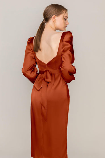 Sheath Knee Length Luxe Satin Dress CS0318