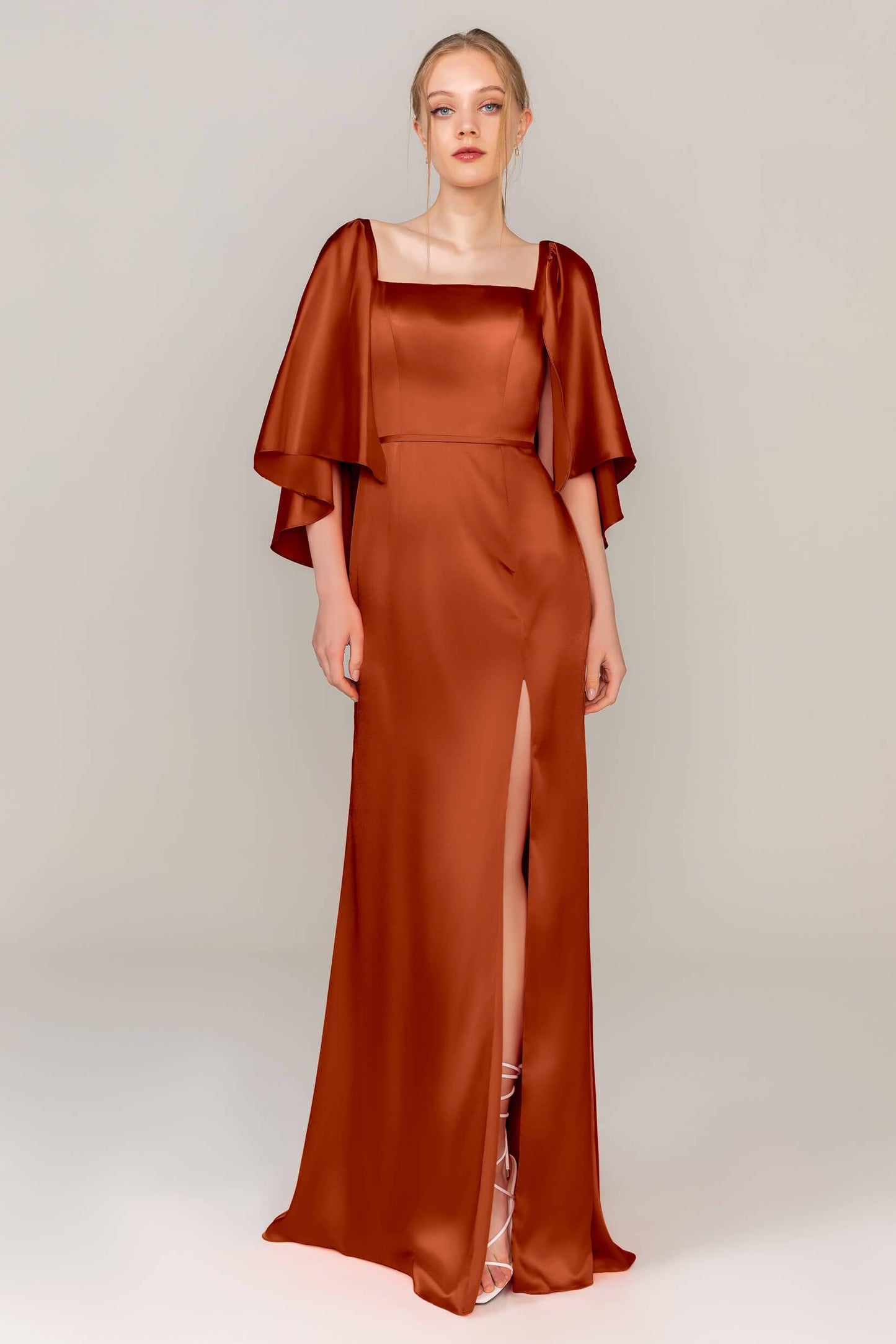 Sheath Sweep Train Luxe Satin Dress CS0320 - COCOMELODY