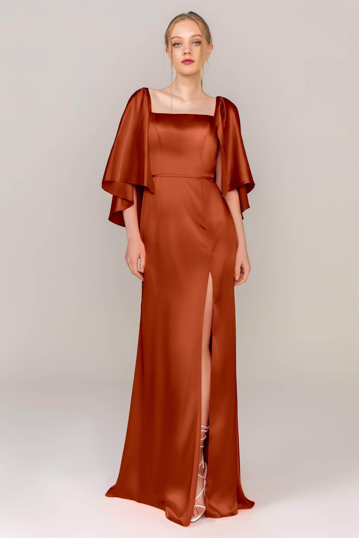 Sheath Sweep Train Luxe Satin Dress CS0320 - COCOMELODY