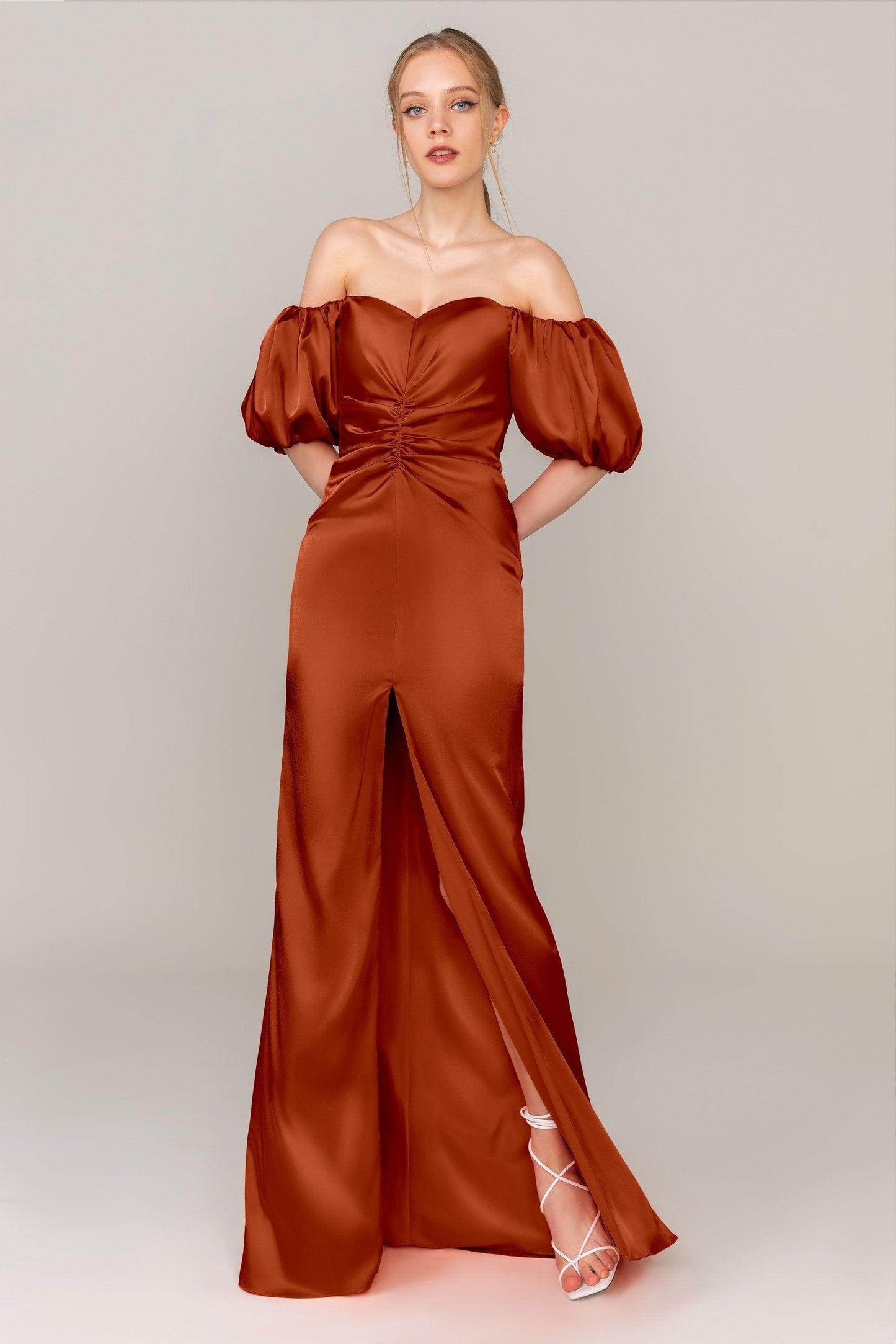 Sheath Floor Length Luxe Satin Dress CS0322 - COCOMELODY