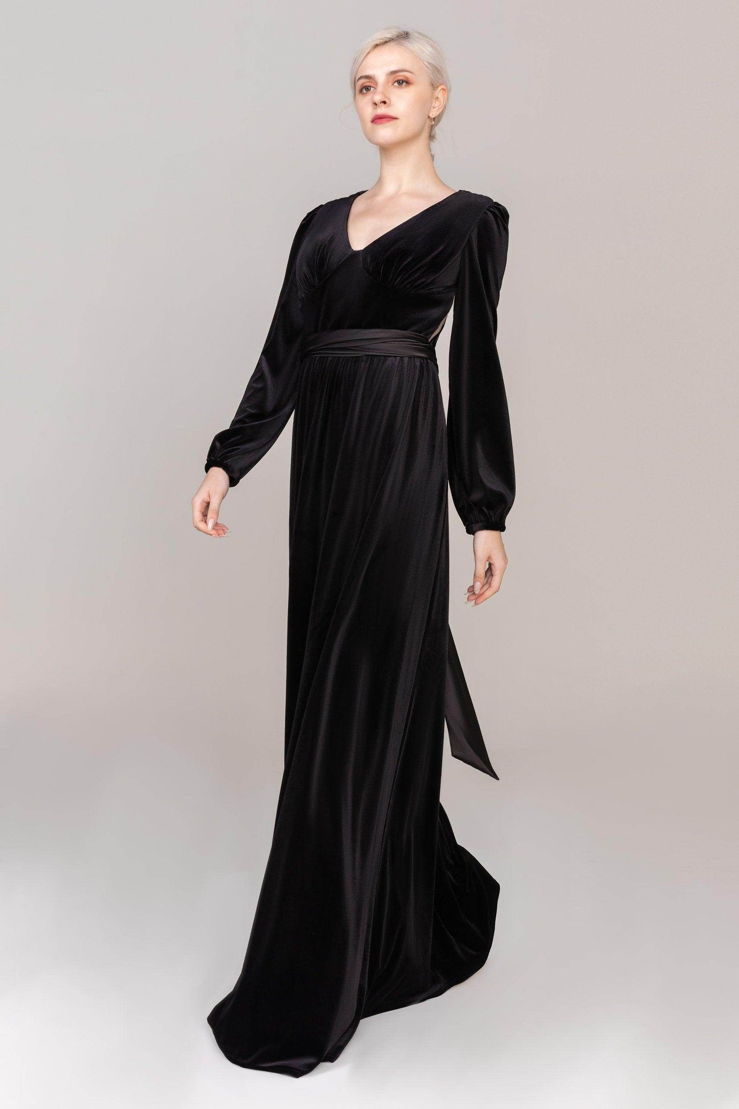 Sheath-Column Floor Length Velvet Dress CS0332 - COCOMELODY