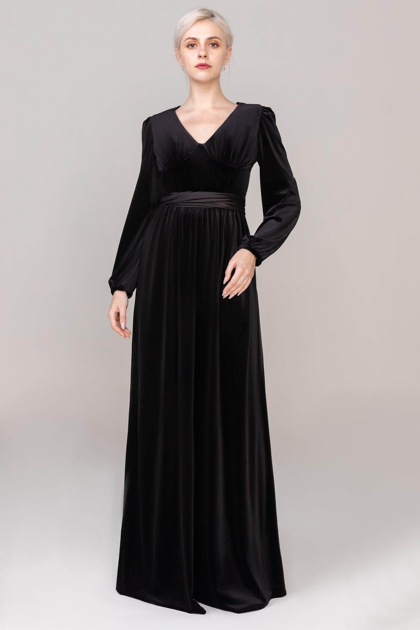 Sheath-Column Floor Length Velvet Dress CS0332 - COCOMELODY