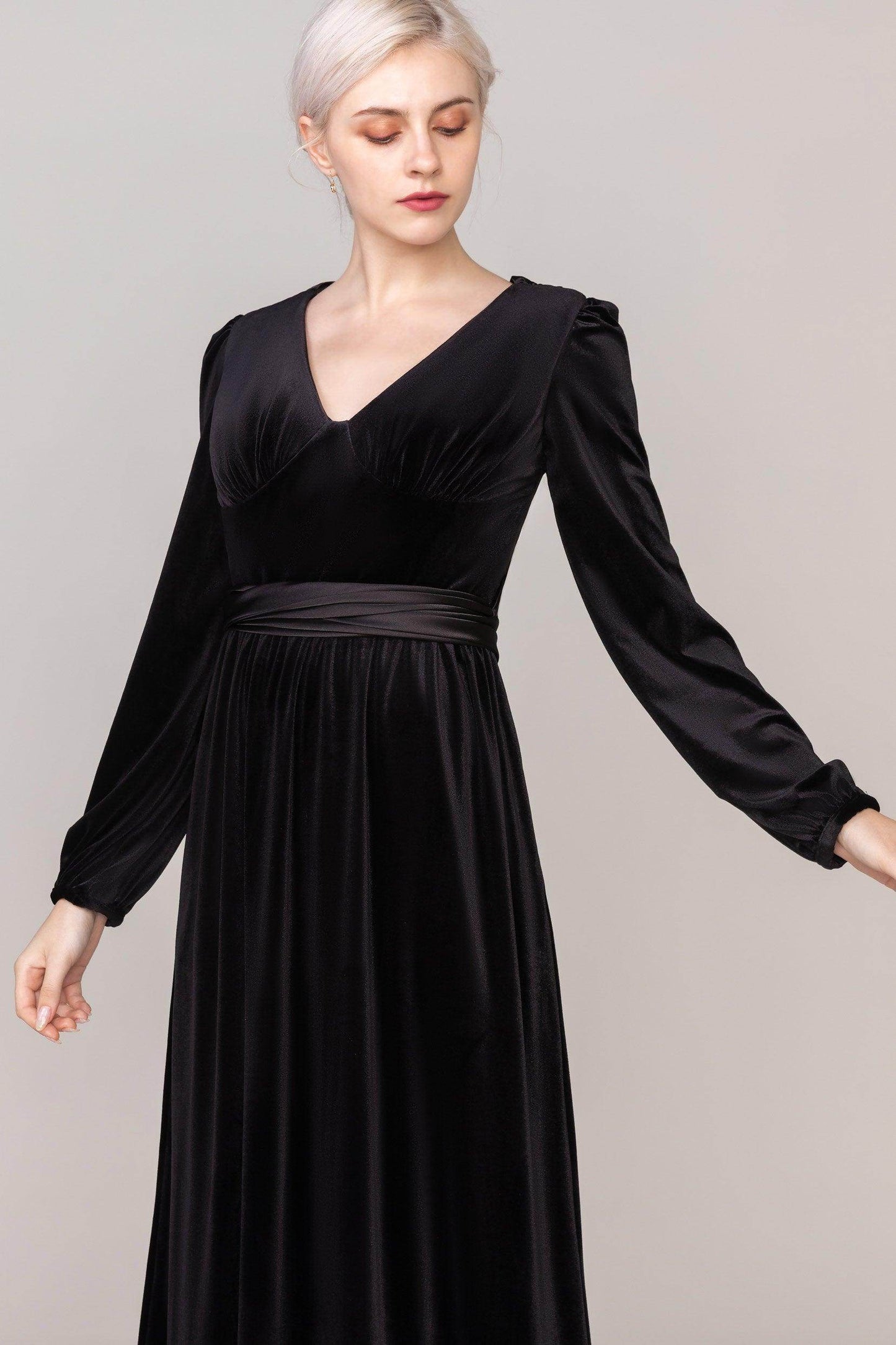 Sheath-Column Floor Length Velvet Dress CS0332 - COCOMELODY