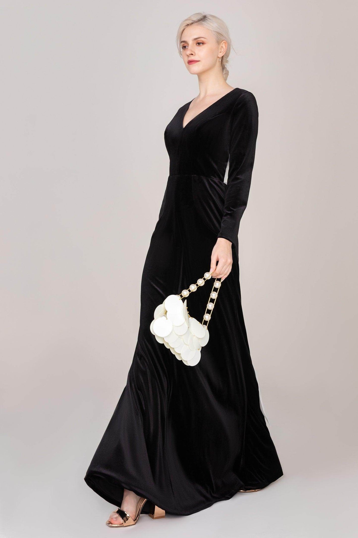 Sheath-Column Floor Length Velvet Dress CS0333 - COCOMELODY