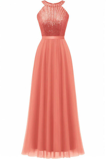 A-Line Floor Length Sequined Prom Dress CS0422 - COCOMELODY