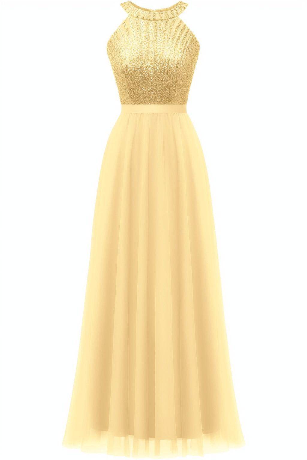 A-Line Floor Length Sequined Prom Dress CS0422 - COCOMELODY