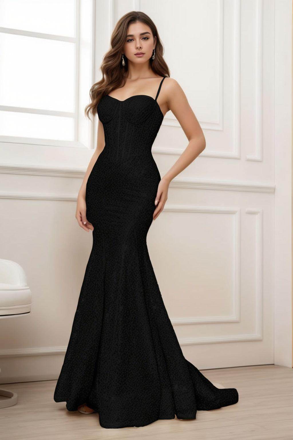 Trumpet-Mermaid Sweep-Brush Train Sequined Prom Dress CS0430 - COCOMELODY