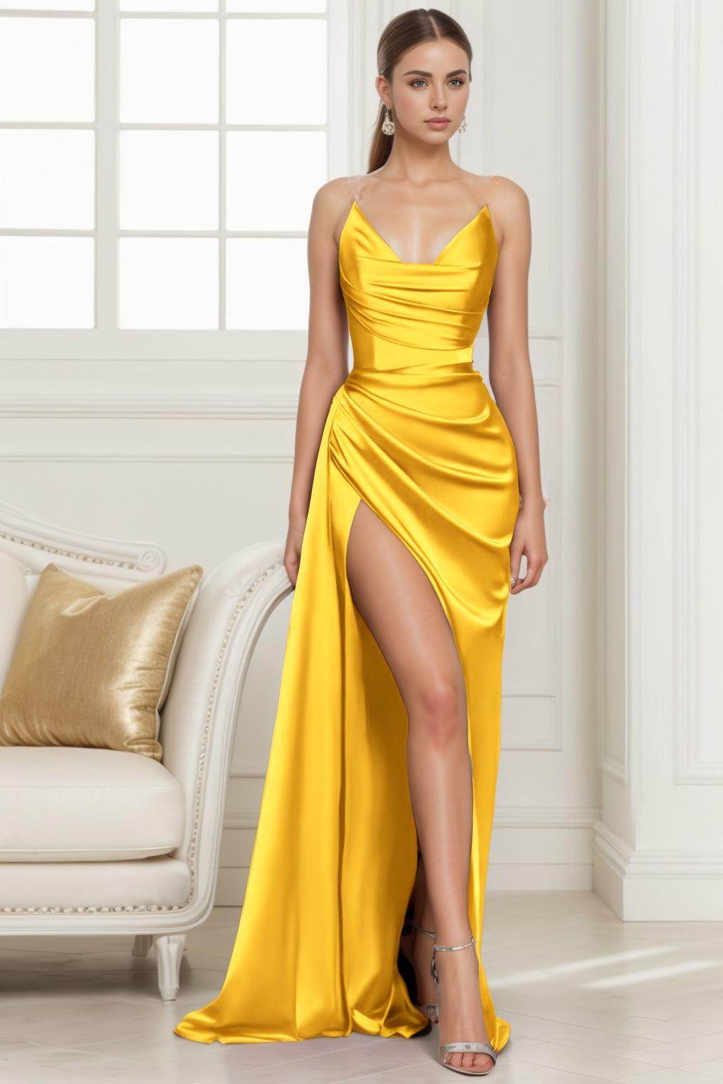 Trumpet-Mermaid Sweep-Brush Train Silk-Like Prom Dress CS0433 - COCOMELODY