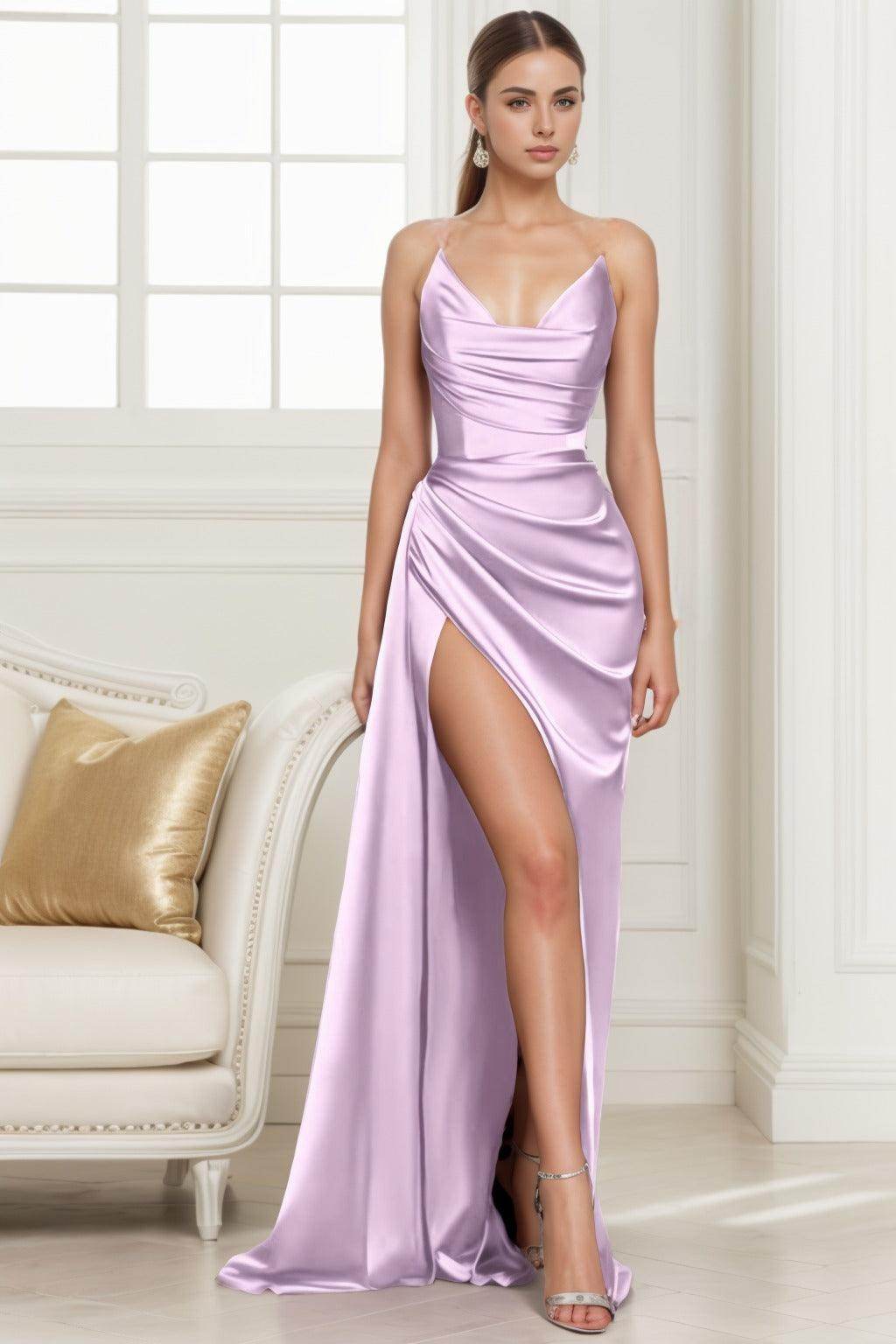 Trumpet-Mermaid Sweep-Brush Train Silk-Like Prom Dress CS0433 - COCOMELODY