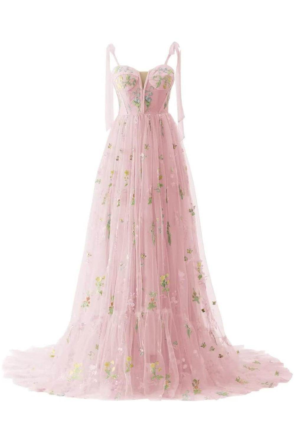 A-Line Court Train Print Prom Dress CS0445 - COCOMELODY