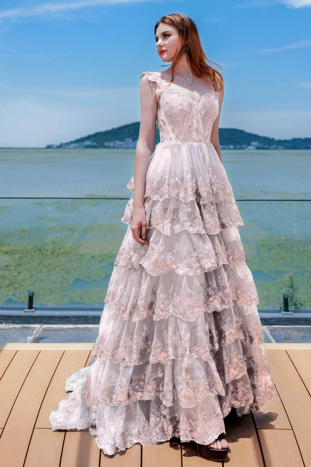 Ball Gown Sweep-Brush Train Tulle Prom Dress CS0481 - COCOMELODY