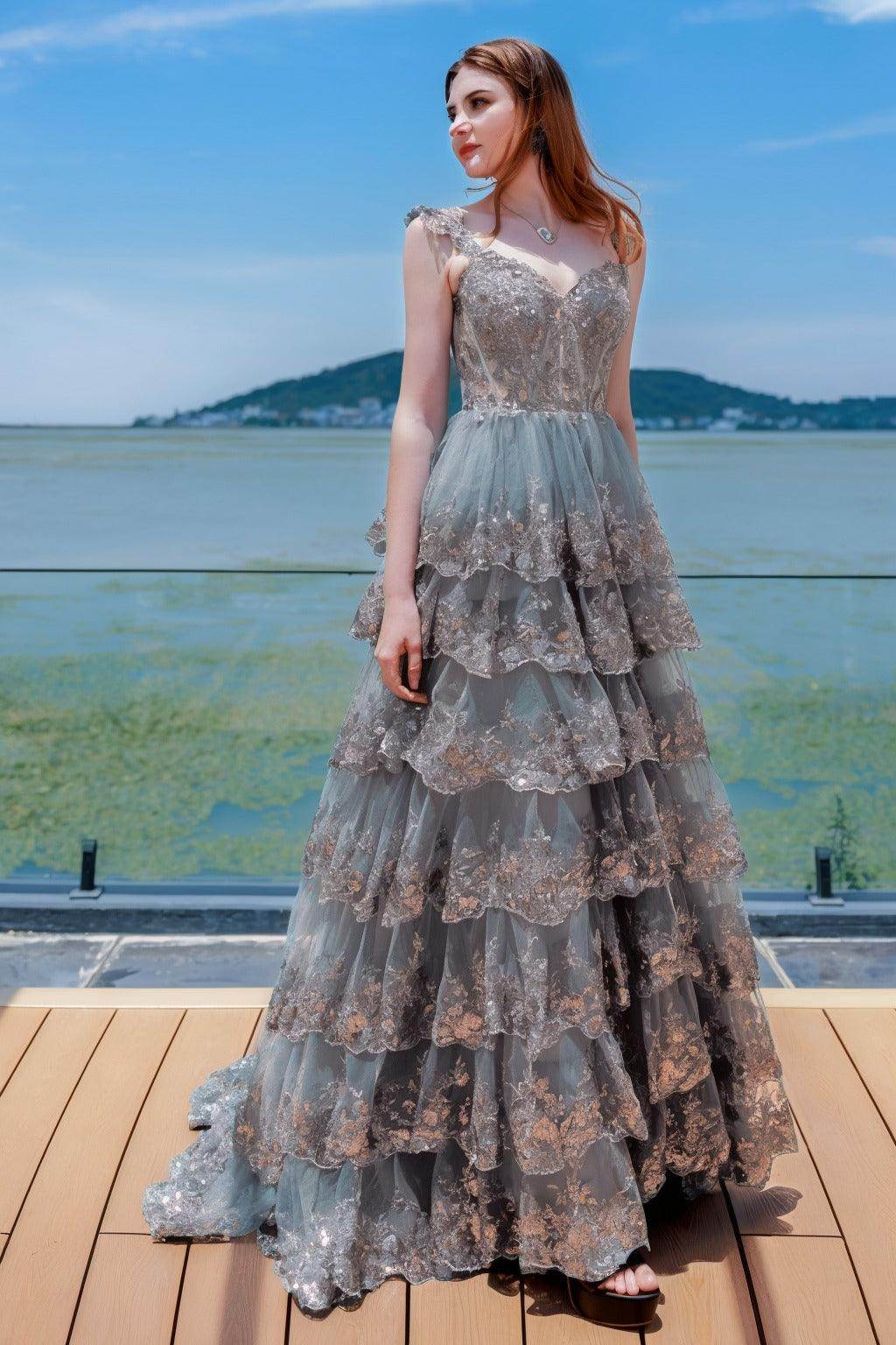 Ball Gown Sweep-Brush Train Tulle Prom Dress CS0481 - COCOMELODY