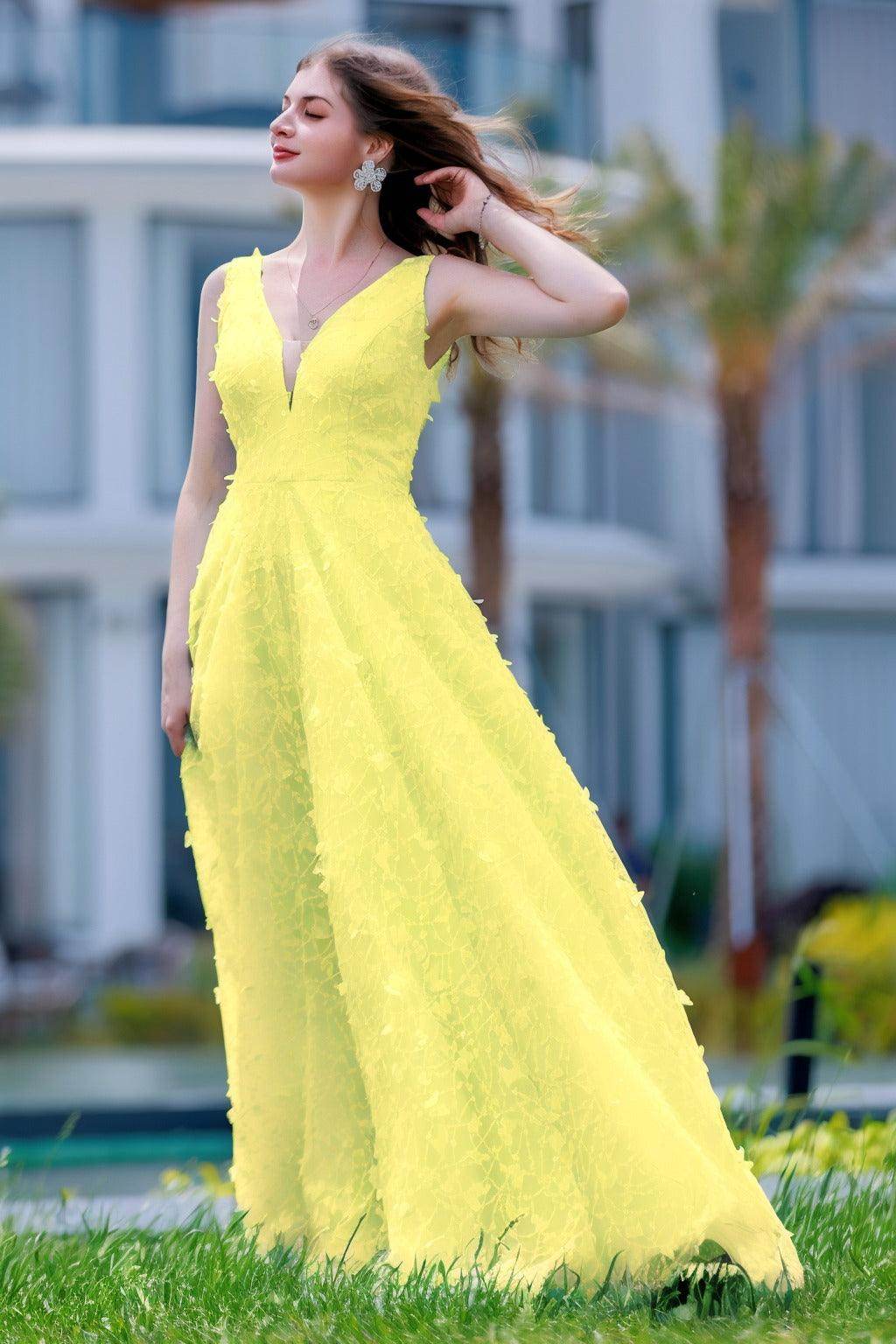 A-Line Sweep-Brush Train Sequined Lace Prom Dress CS0484 - COCOMELODY