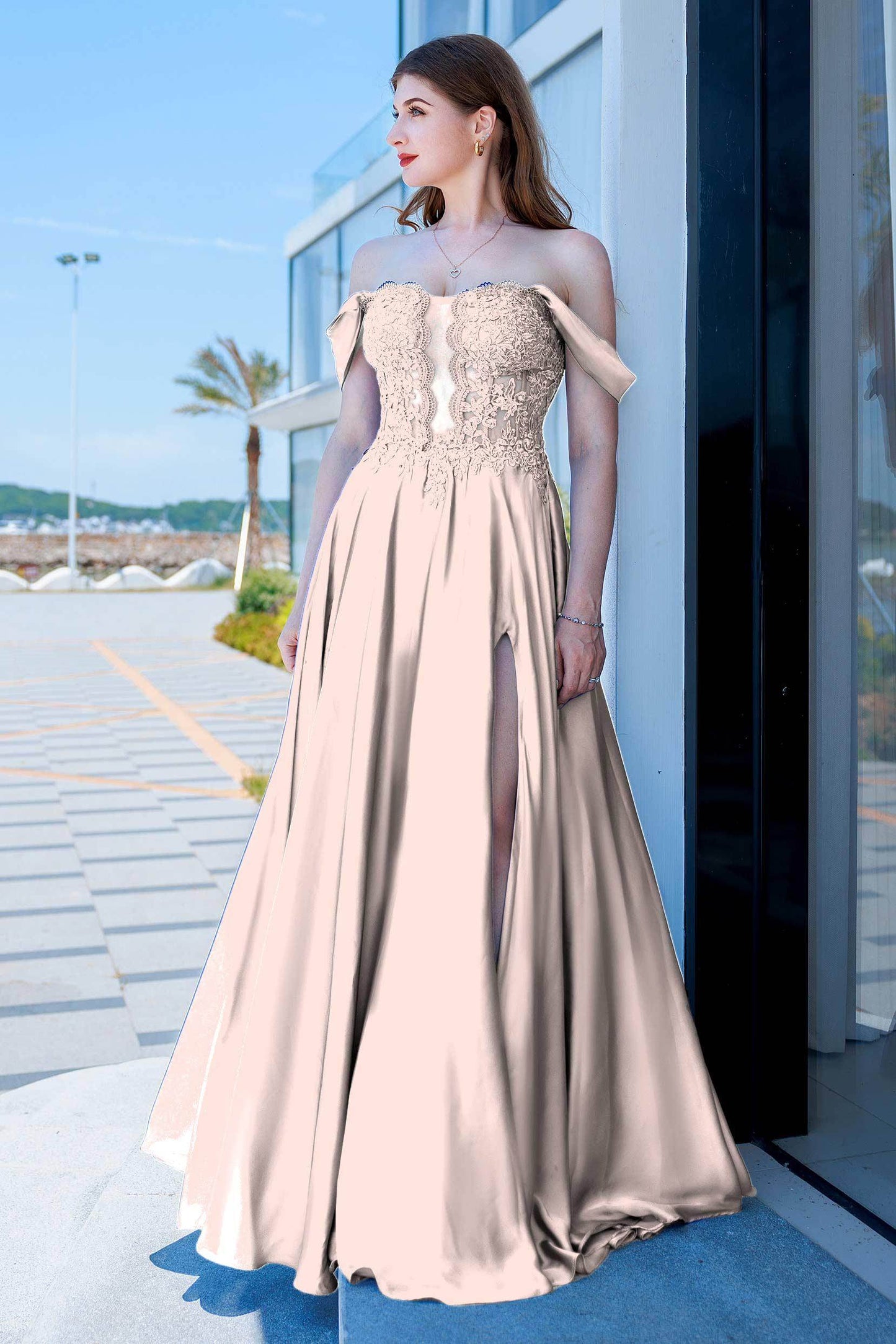 A-Line Floor Length Forged Chiffon Prom Dress CS0485 - COCOMELODY