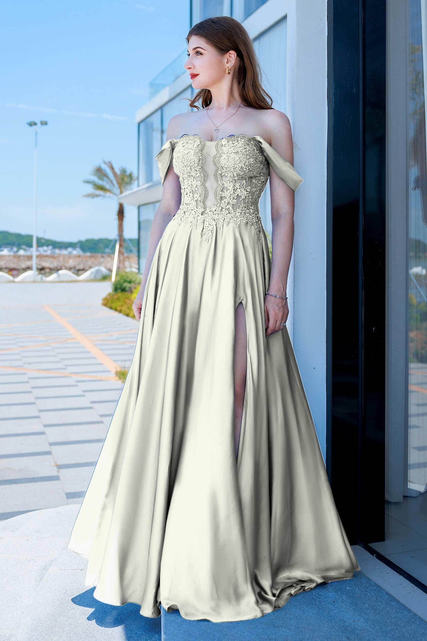 A-Line Floor Length Forged Chiffon Prom Dress CS0485 - COCOMELODY