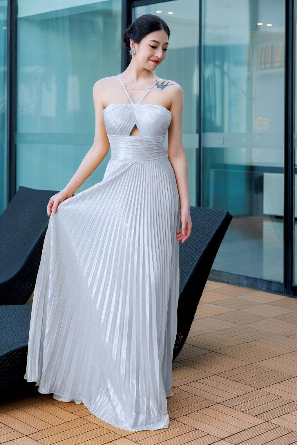 Sheath-Column Floor Length Hot Stamping Cloth Prom Dress CS0486 - COCOMELODY