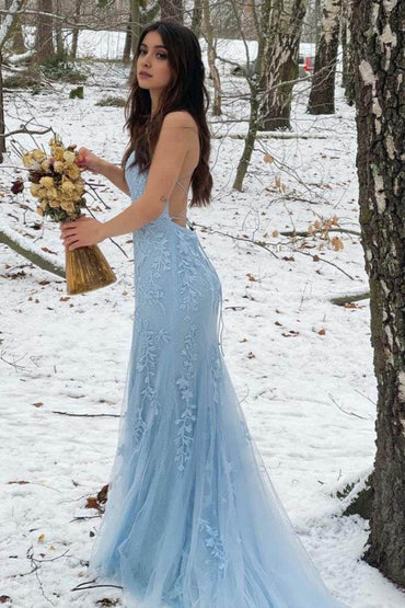 Sheath-Column Floor Length Tulle Prom Dress CS0489 - COCOMELODY