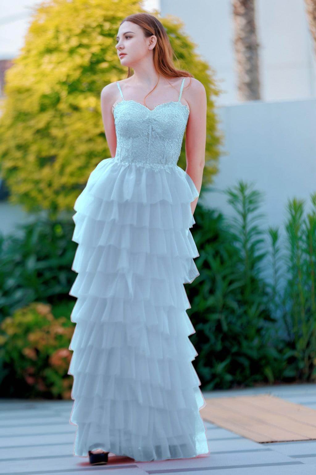 Sheath-Column Floor Length Tulle Prom Dress CS0496 - COCOMELODY