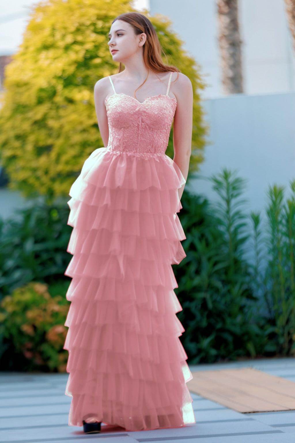 Sheath-Column Floor Length Tulle Prom Dress CS0496 - COCOMELODY