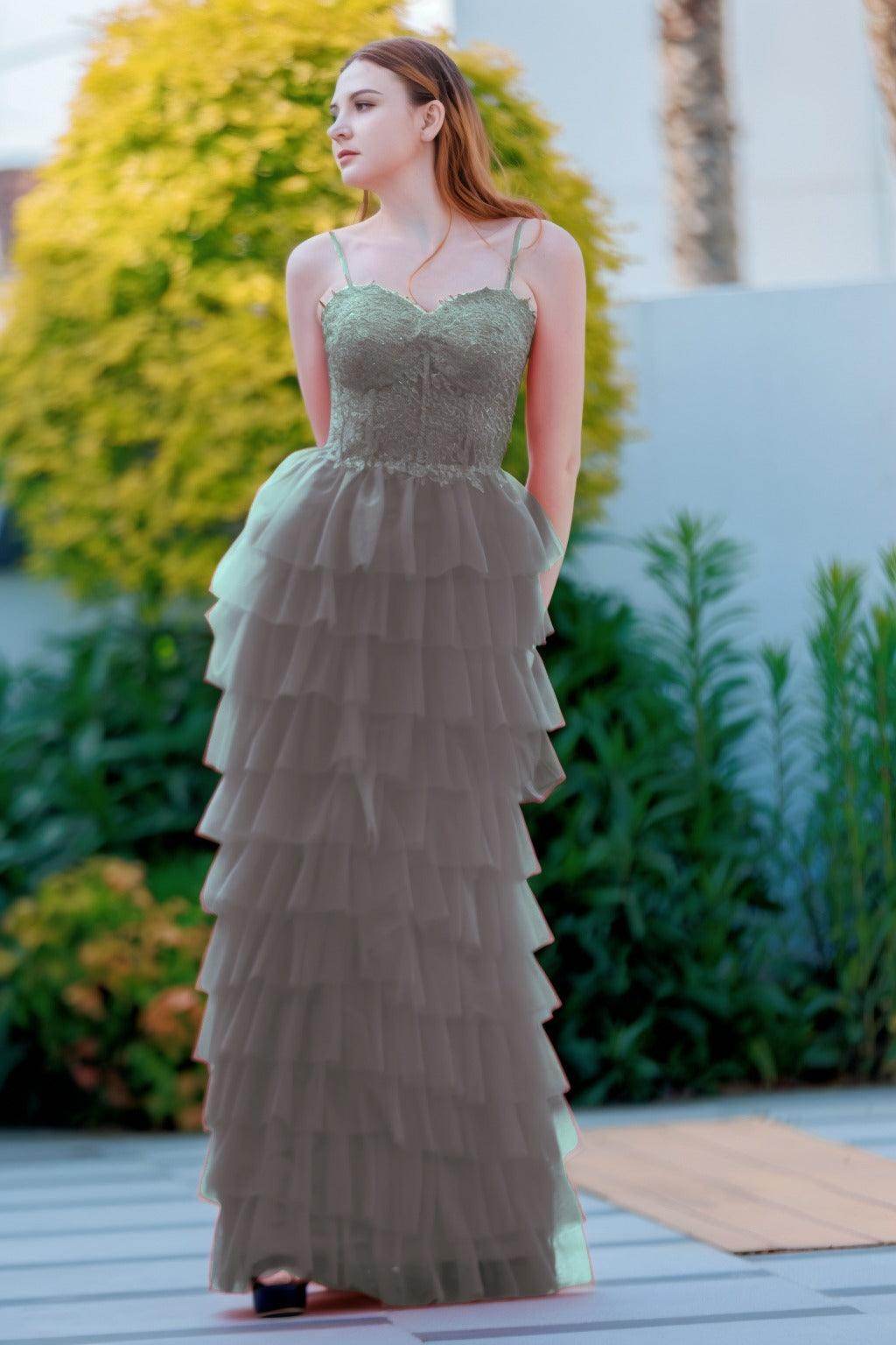 Sheath-Column Floor Length Tulle Prom Dress CS0496 - COCOMELODY