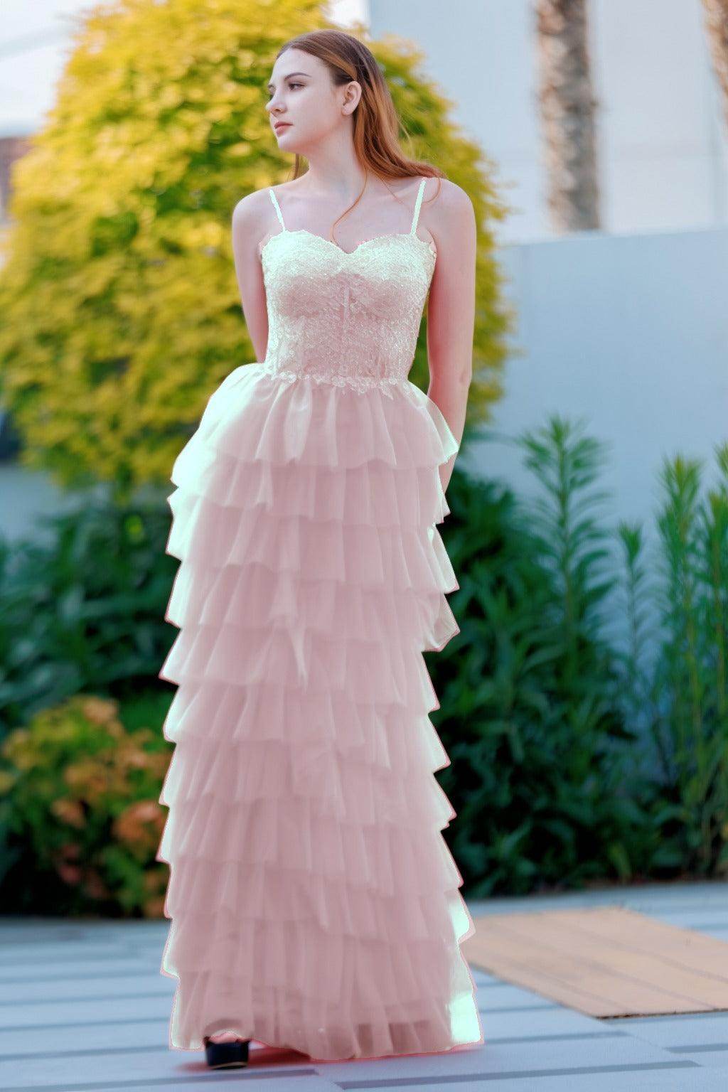 Sheath-Column Floor Length Tulle Prom Dress CS0496 - COCOMELODY