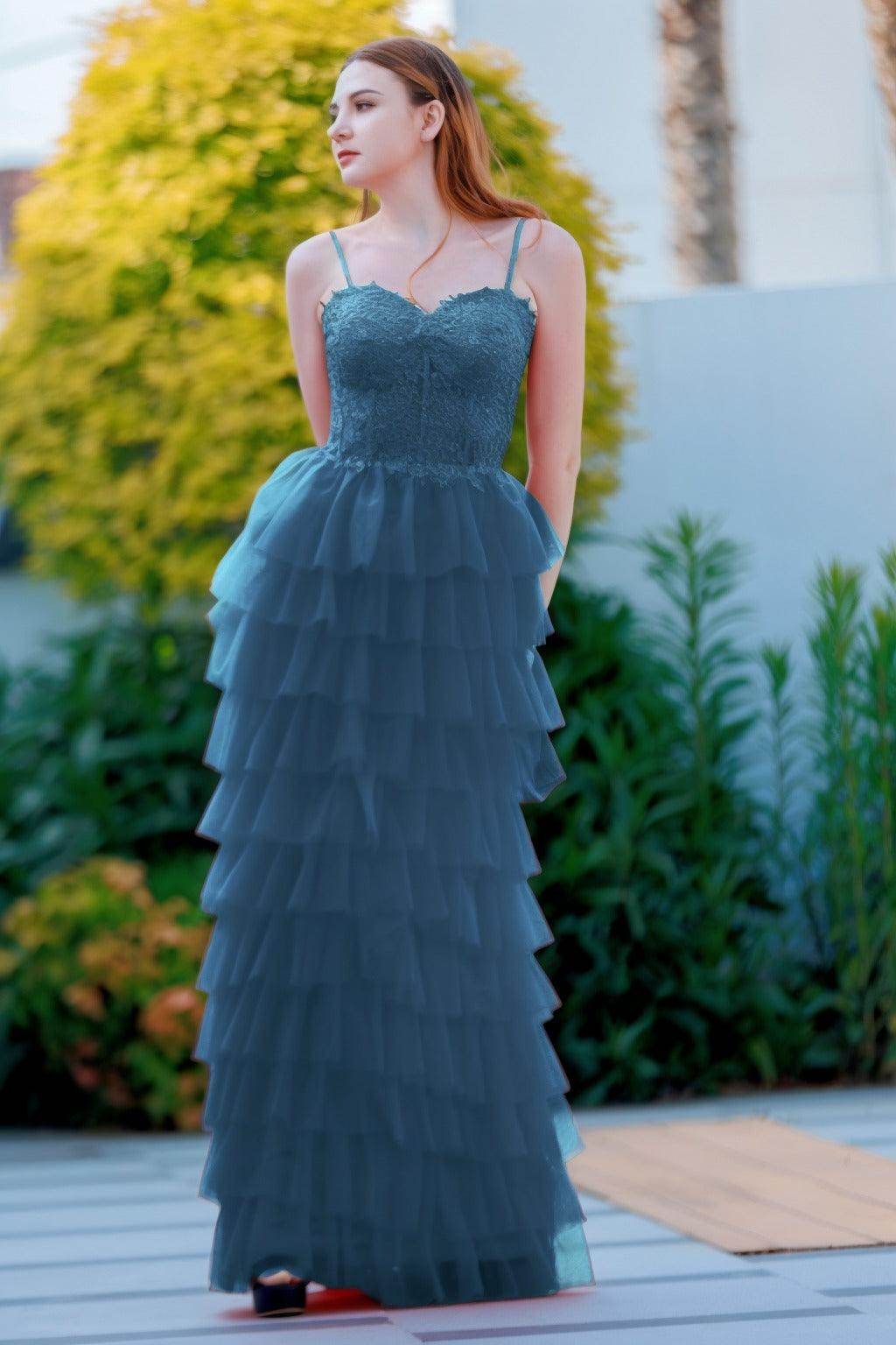 Sheath-Column Floor Length Tulle Prom Dress CS0496 - COCOMELODY