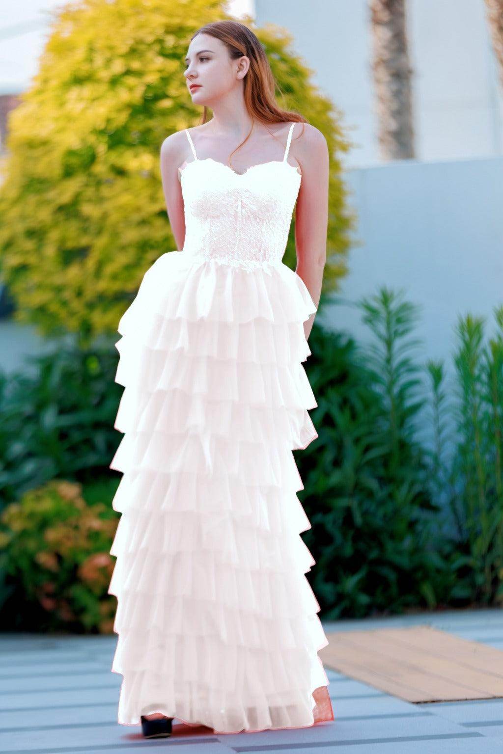 Sheath-Column Floor Length Tulle Prom Dress CS0496 - COCOMELODY