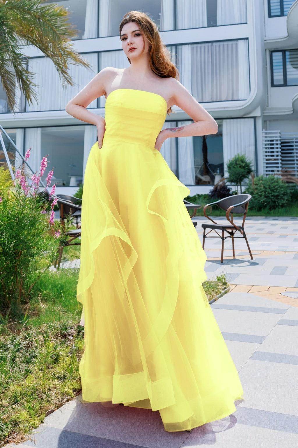 A-Line Floor Length Tulle Prom Dress CS0497 - COCOMELODY