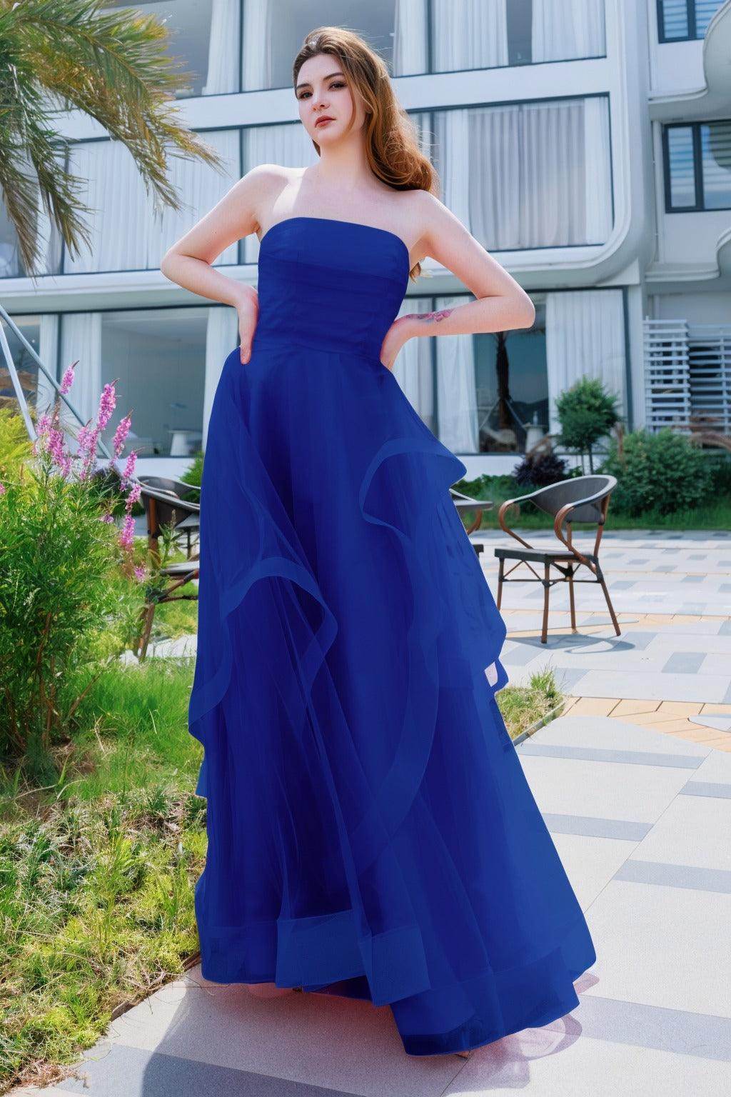 A-Line Floor Length Tulle Prom Dress CS0497 - COCOMELODY