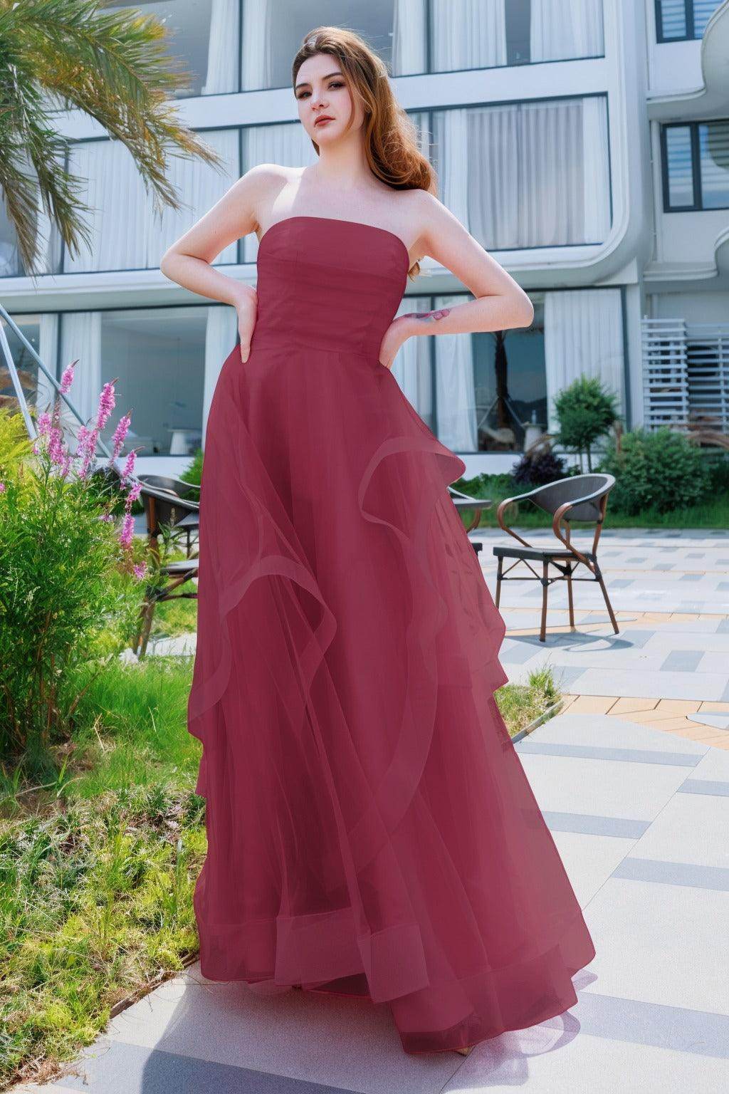 A-Line Floor Length Tulle Prom Dress CS0497 - COCOMELODY