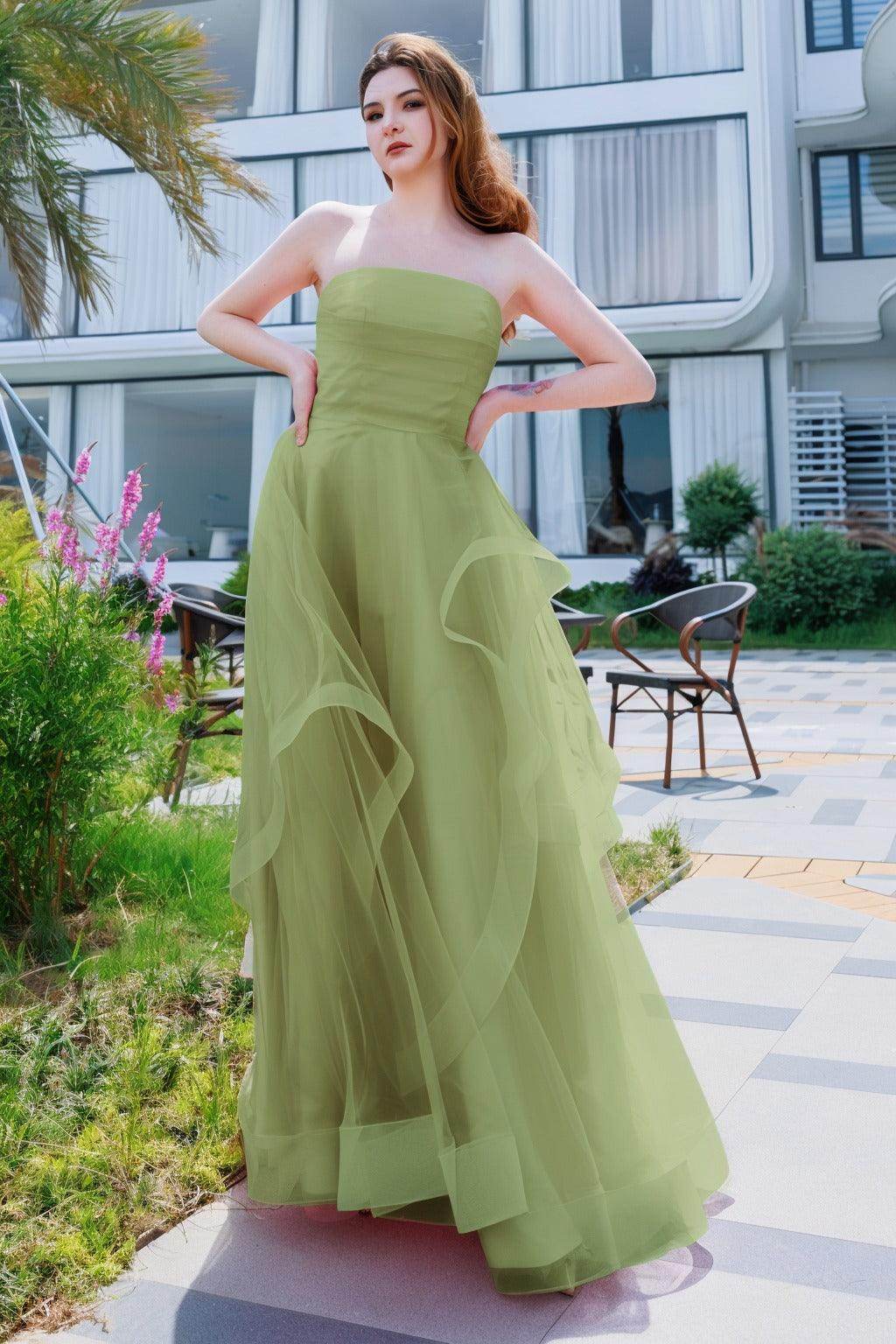 A-Line Floor Length Tulle Prom Dress CS0497 - COCOMELODY
