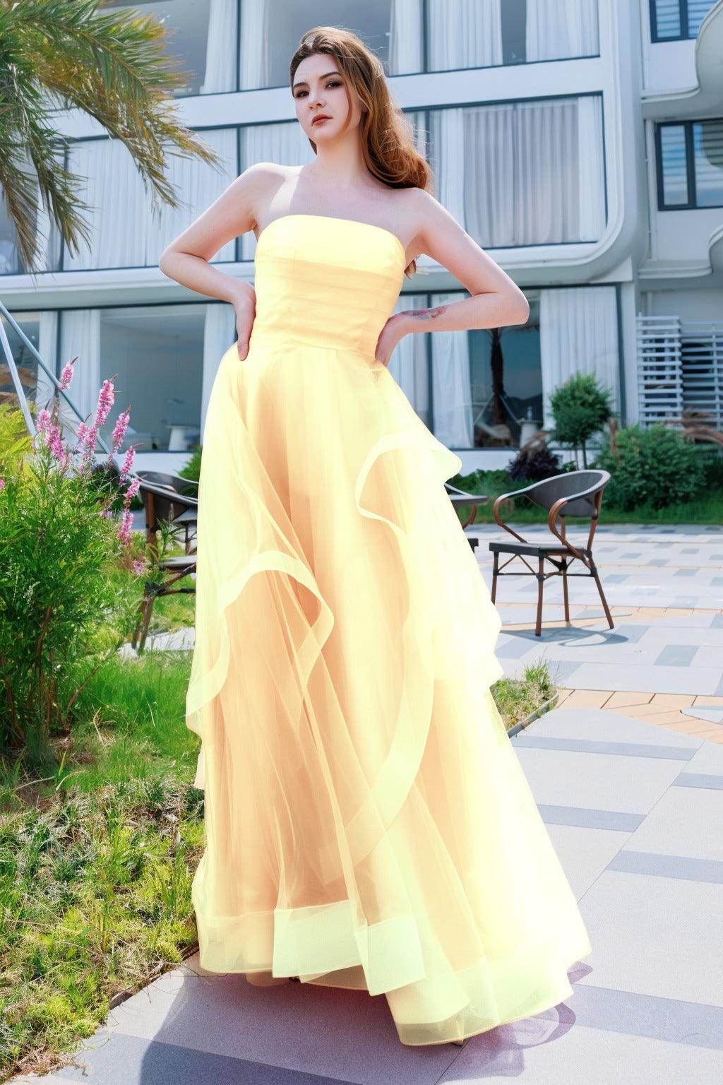 A-Line Floor Length Tulle Prom Dress CS0497 - COCOMELODY