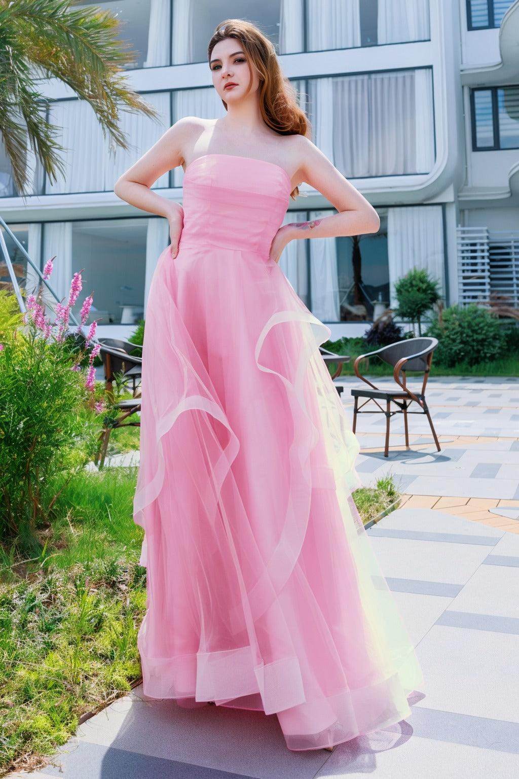 A-Line Floor Length Tulle Prom Dress CS0497 - COCOMELODY