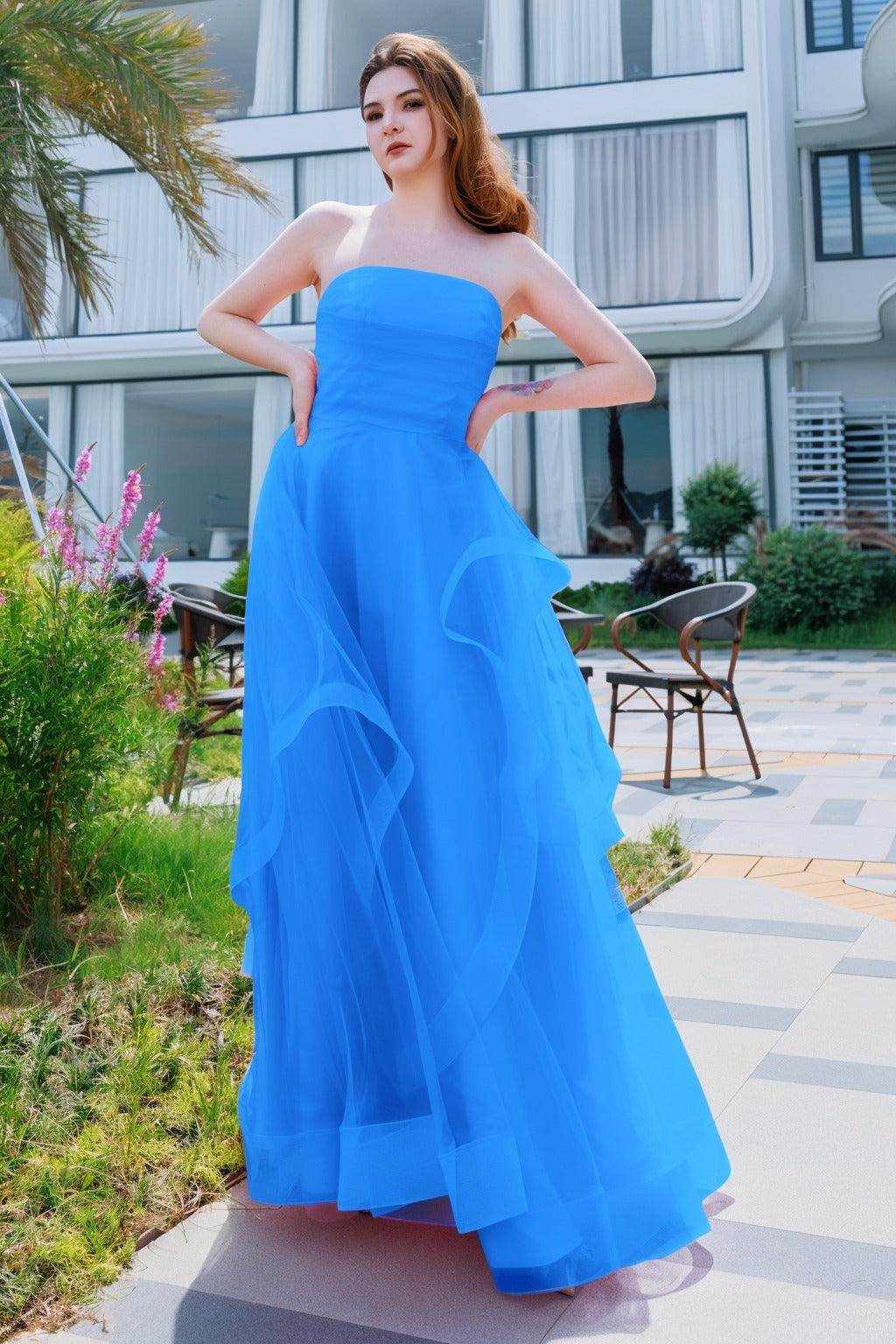 A-Line Floor Length Tulle Prom Dress CS0497 - COCOMELODY
