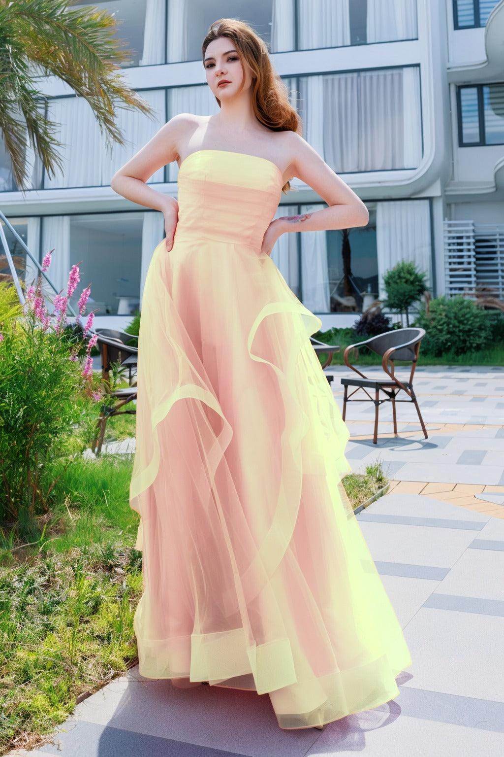 A-Line Floor Length Tulle Prom Dress CS0497 - COCOMELODY