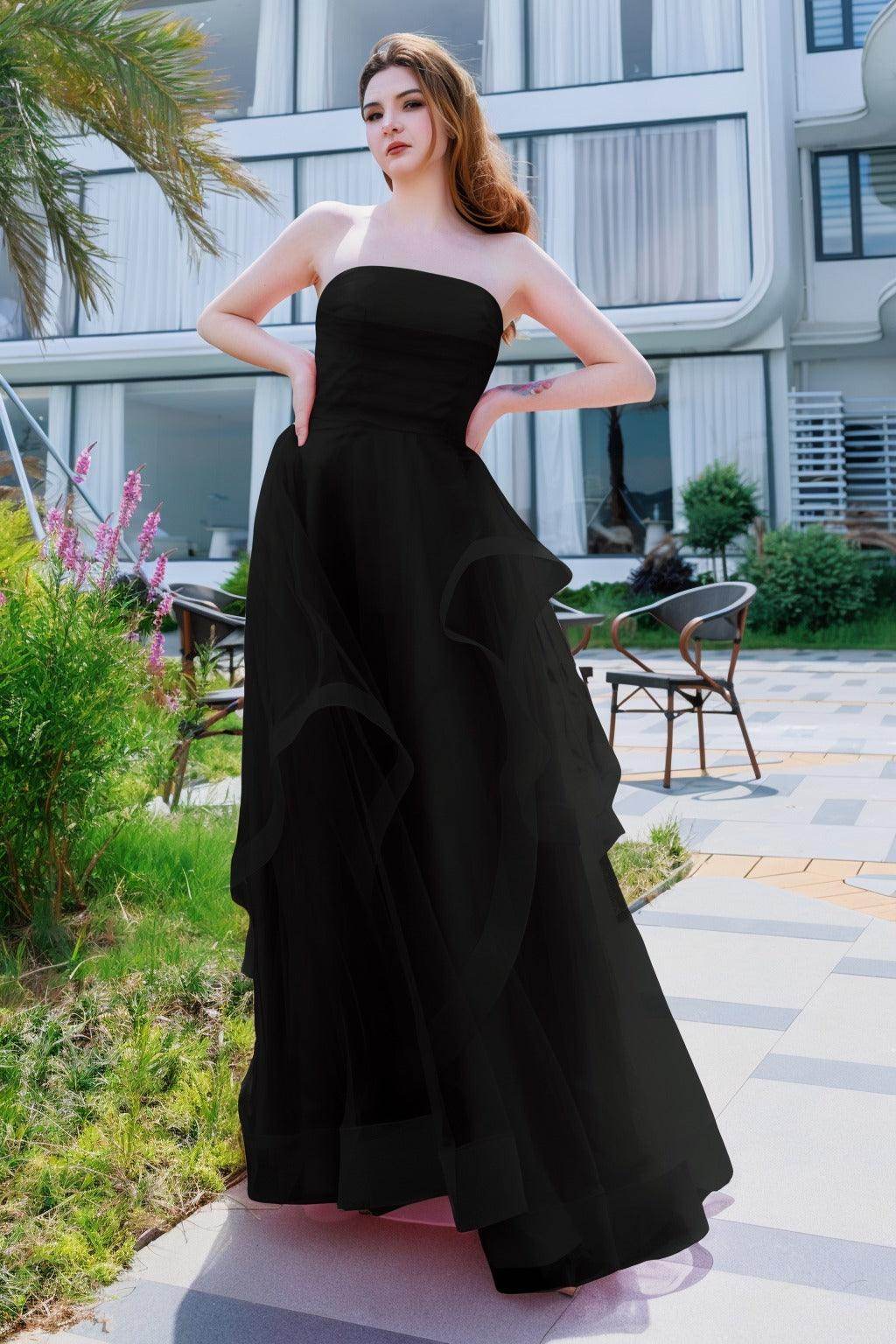 A-Line Floor Length Tulle Prom Dress CS0497 - COCOMELODY