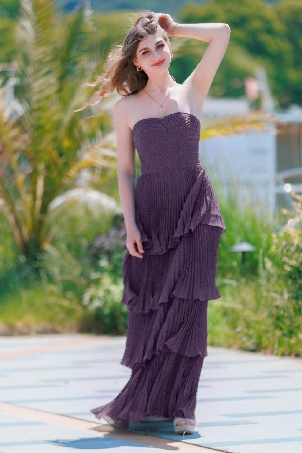A-Line Floor Length Chiffon Prom Dress CS0499 - COCOMELODY