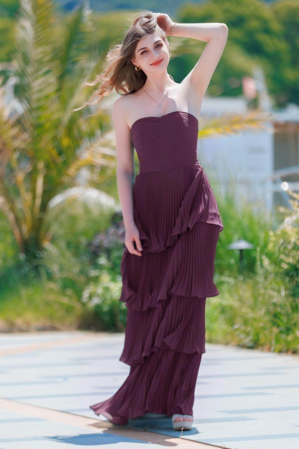 A-Line Floor Length Chiffon Prom Dress CS0499 - COCOMELODY