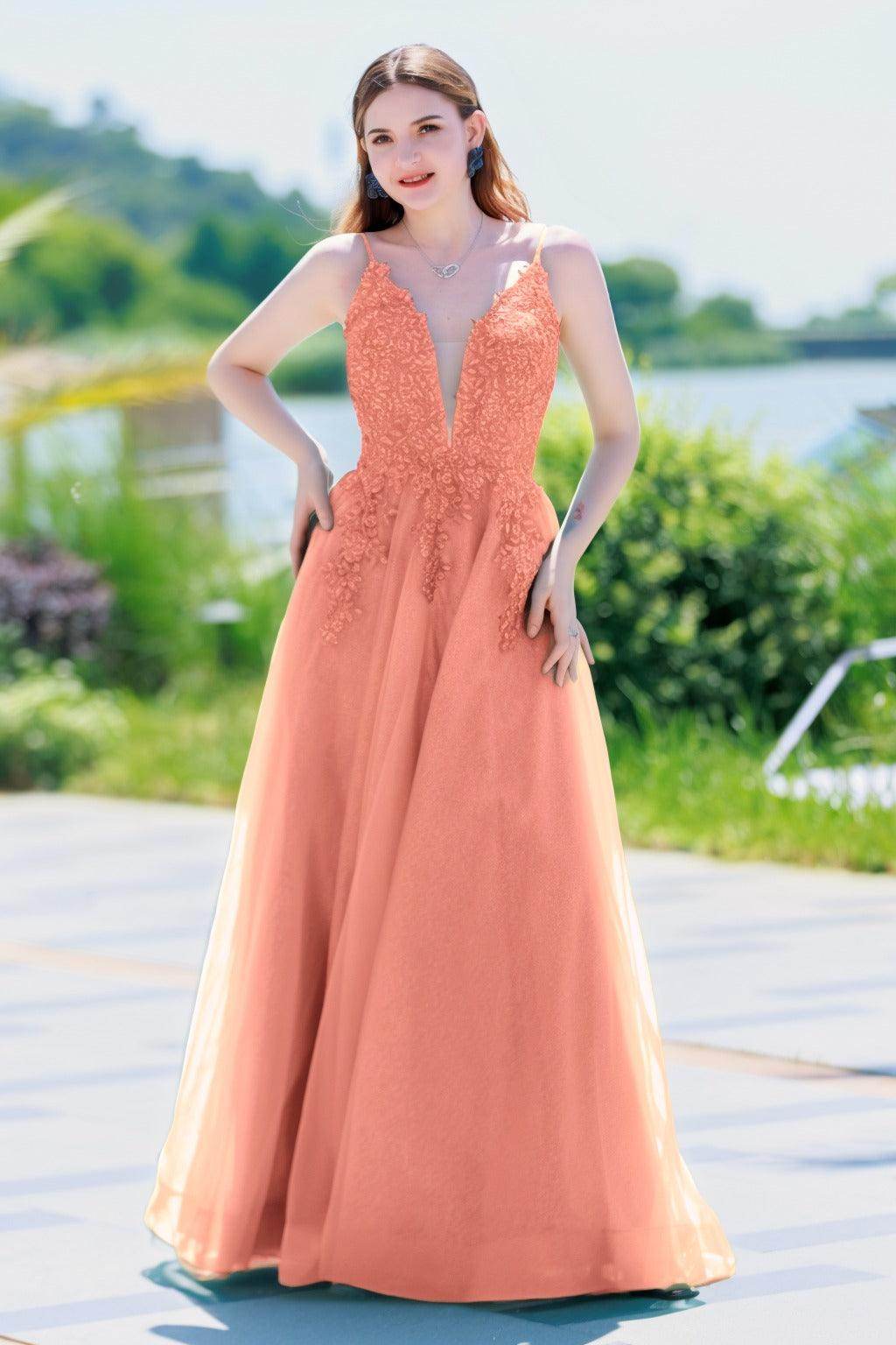 A-Line Floor Length Tulle Prom Dress CS0501 - COCOMELODY