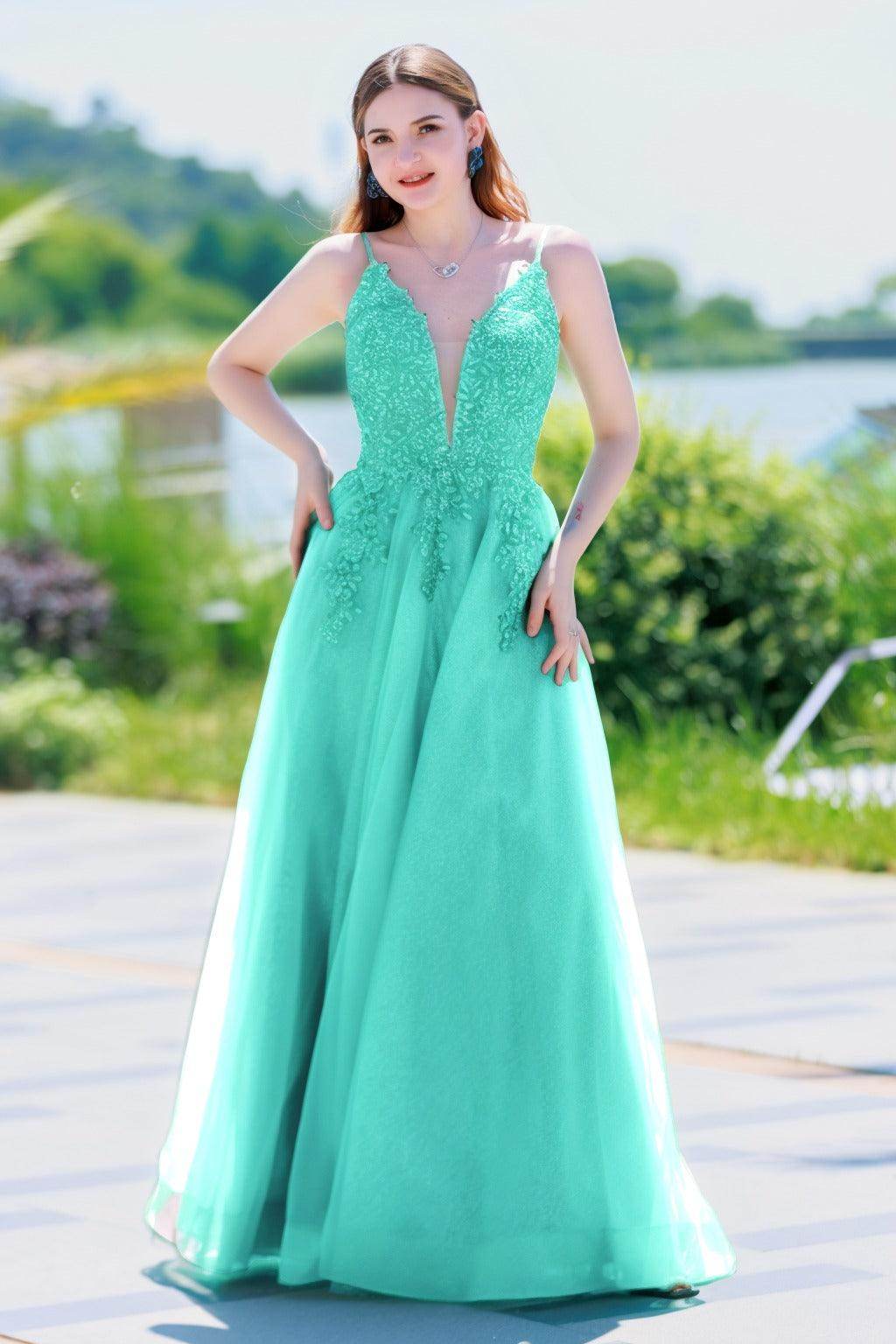A-Line Floor Length Tulle Prom Dress CS0501 - COCOMELODY